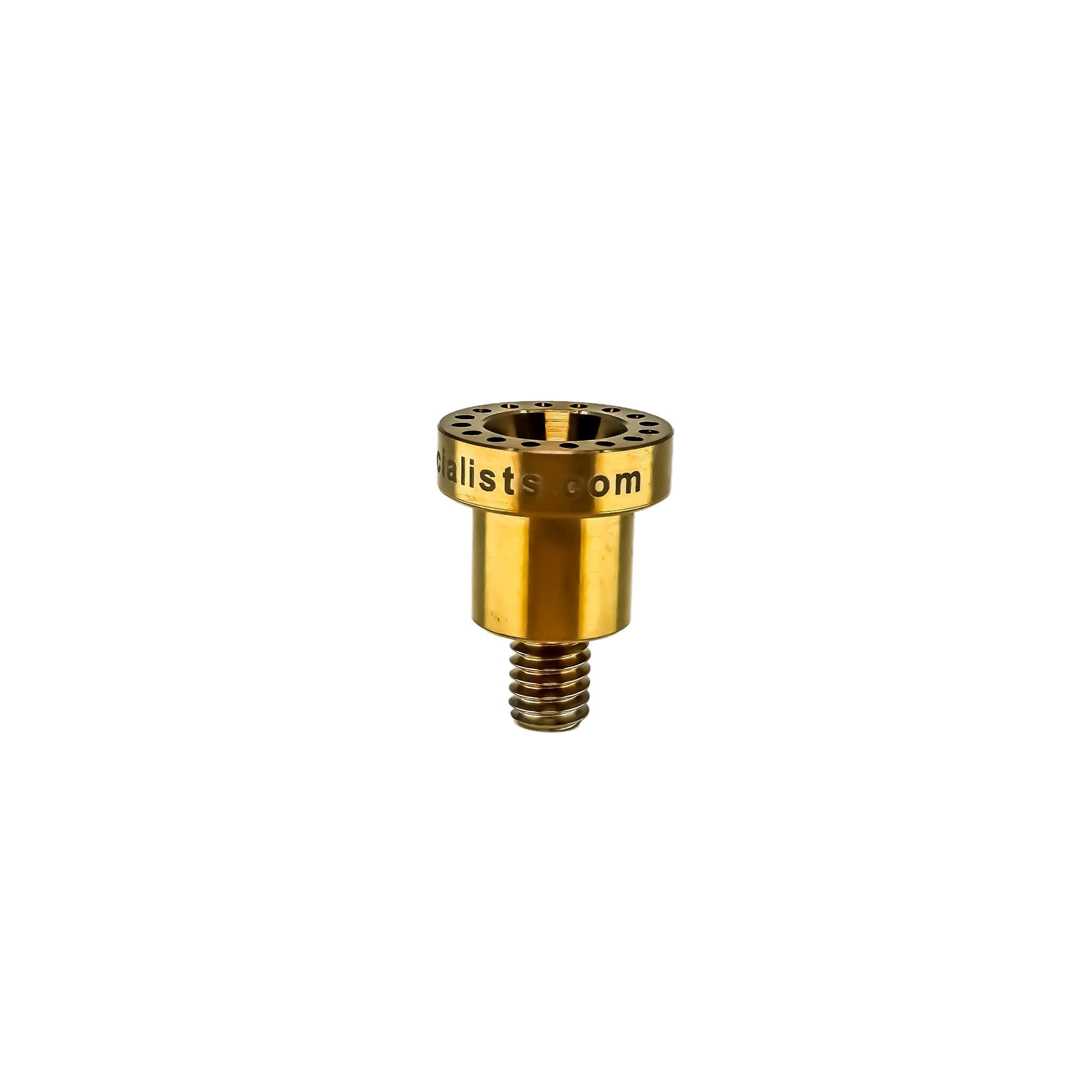 16-Hole Titanium Nail | Angled Side View | Anodized Amber | the dabbing specialists