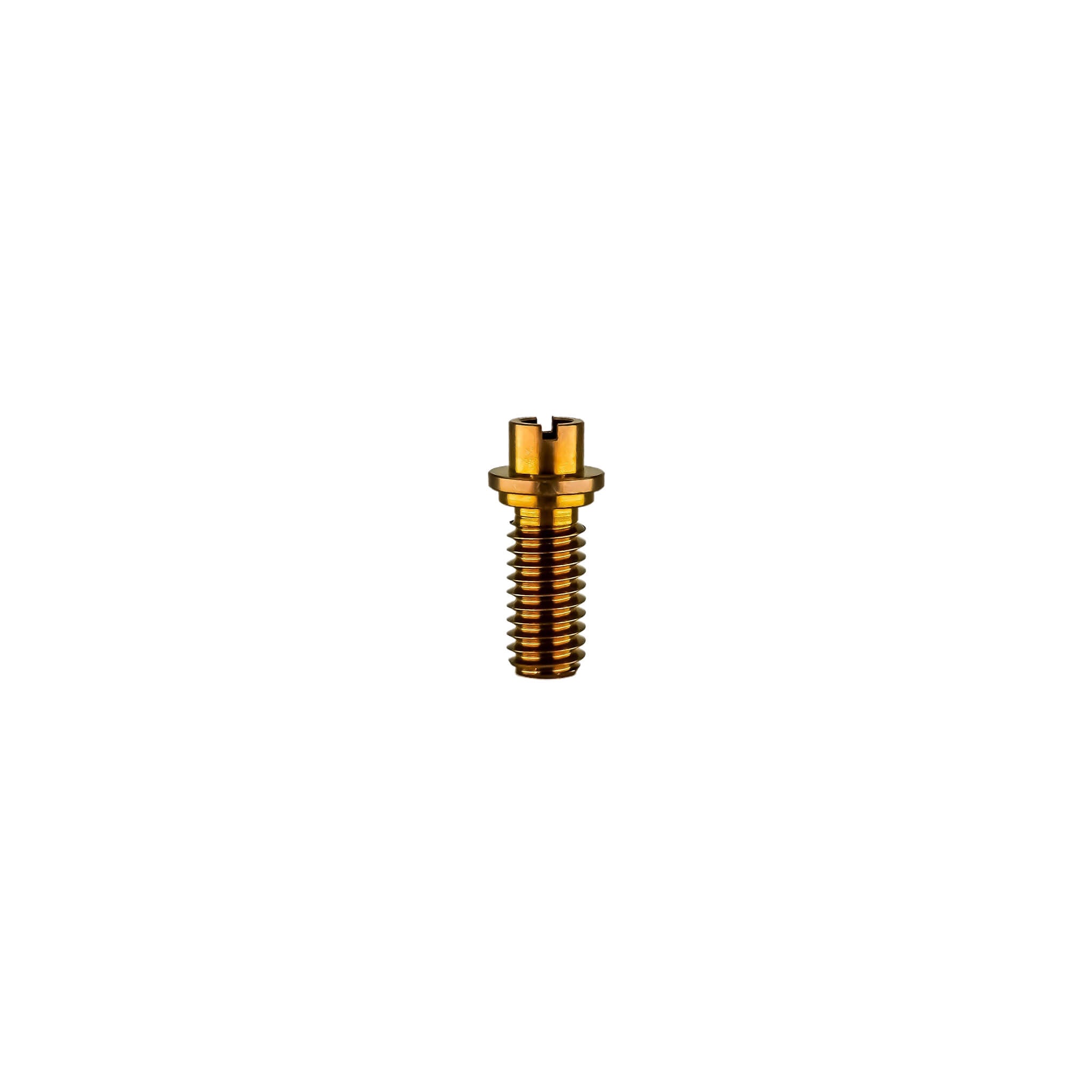 Titanium Dish Fastener Screw (Short) | Upright View | Anodized Amber | the dabbing specialists