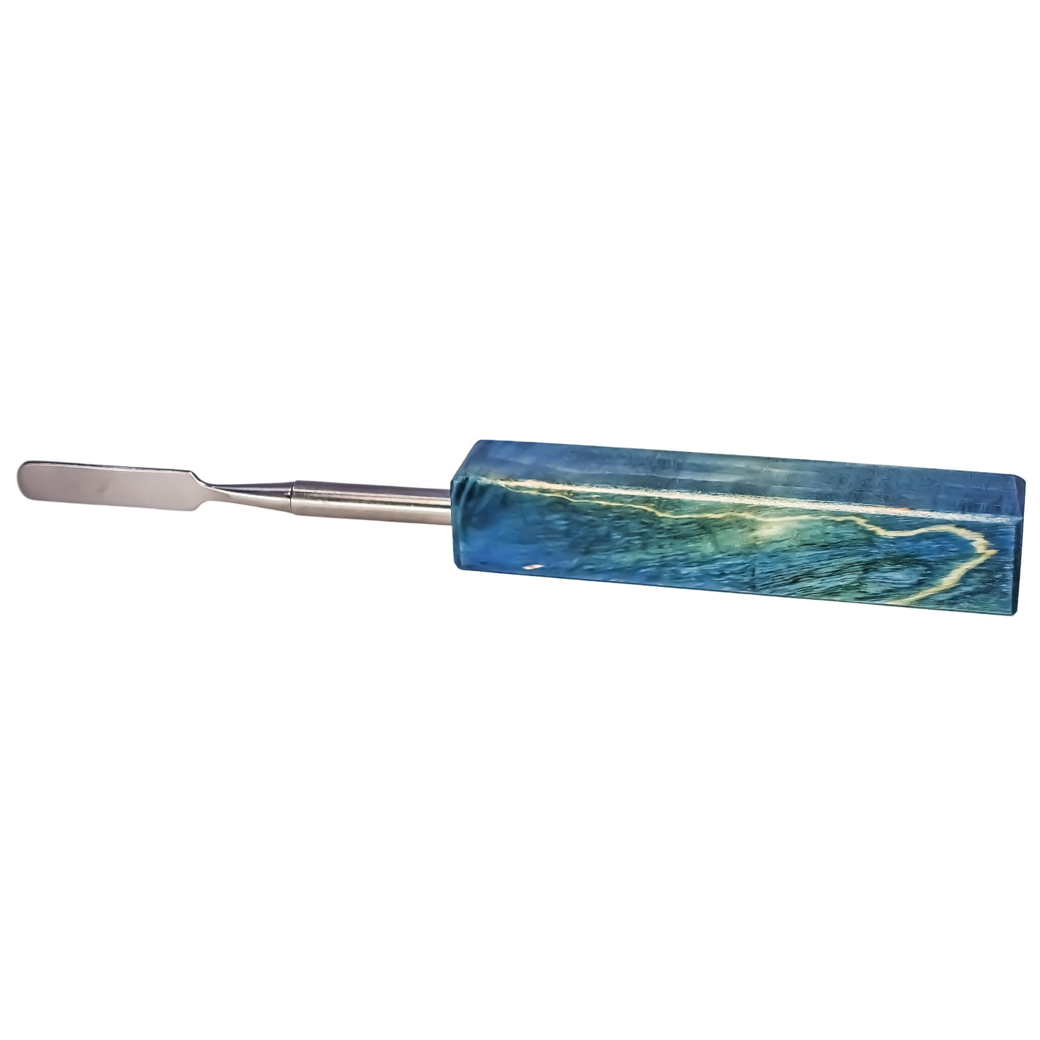 Rounded Blade Titanium Dabber Tool | Blue & Green Profile View | the dabbing specialists