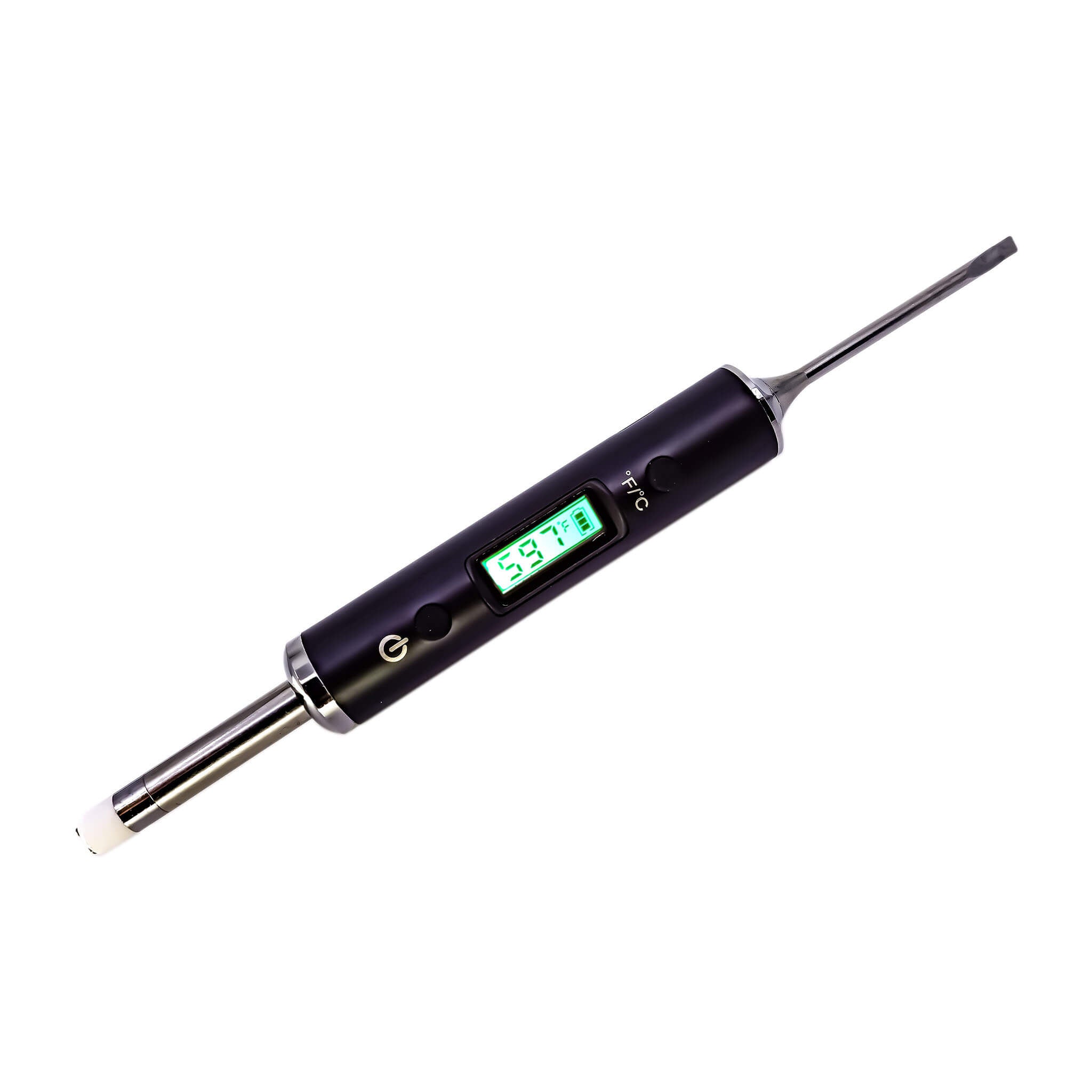 Dab Nail Thermometer | Angled Green Temp Screen View | the dabbing specialists