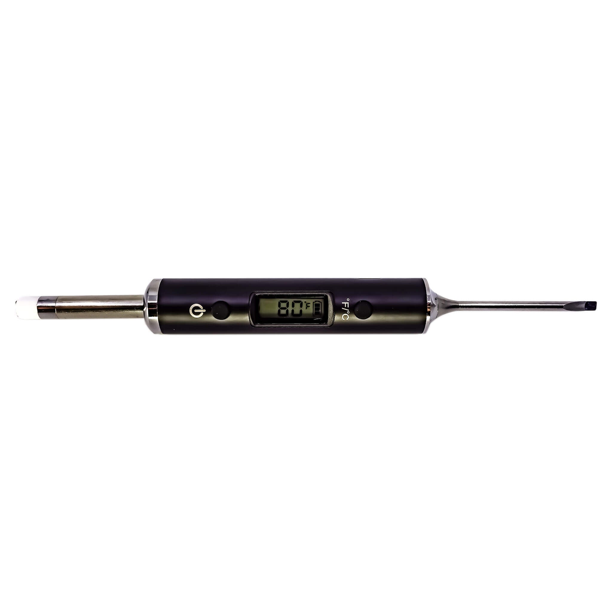Dab Nail Thermometer | Horizontal Monochrome Temp Screen View | the dabbing specialists