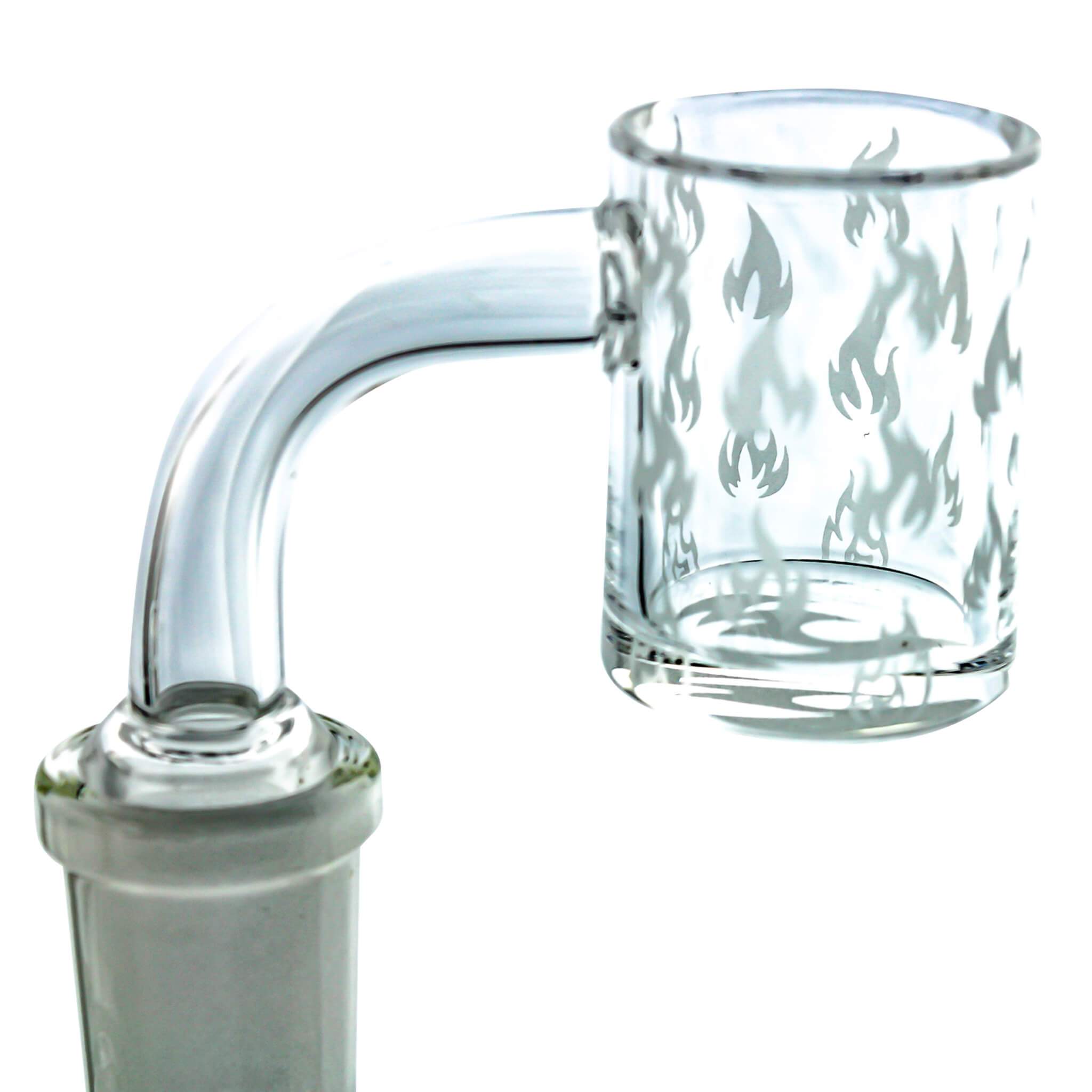 25mm Quartz Banger - Beveled Edge - Lit Flame Bottom | Side Banger View | the dabbing specialists