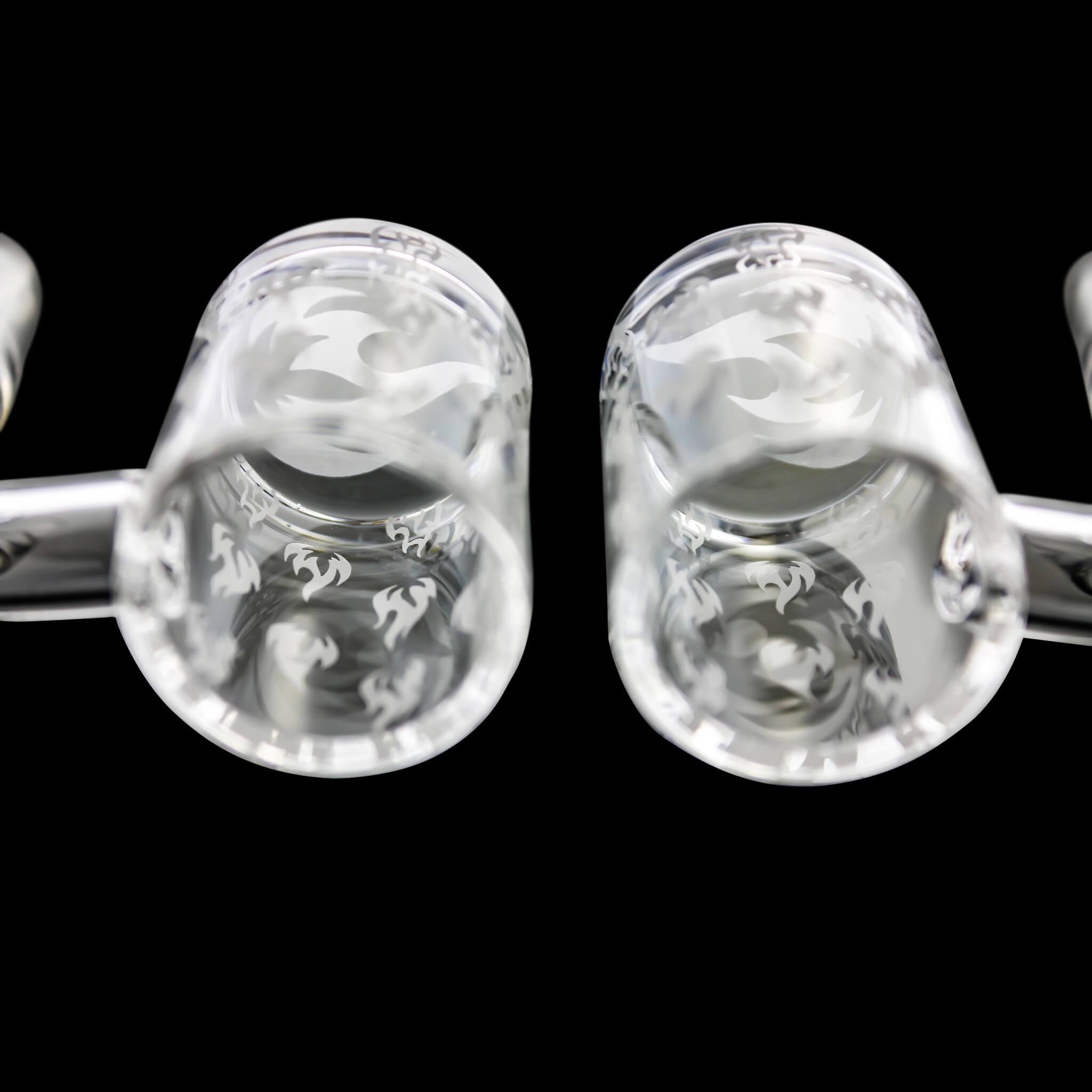 25mm Quartz Banger - Beveled Edge - Lit Flame Bottom | Prone Banger View | the dabbing specialists