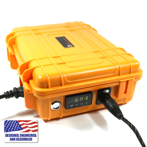 Portable Enail Case in Orange - 3/4 Plugged In View