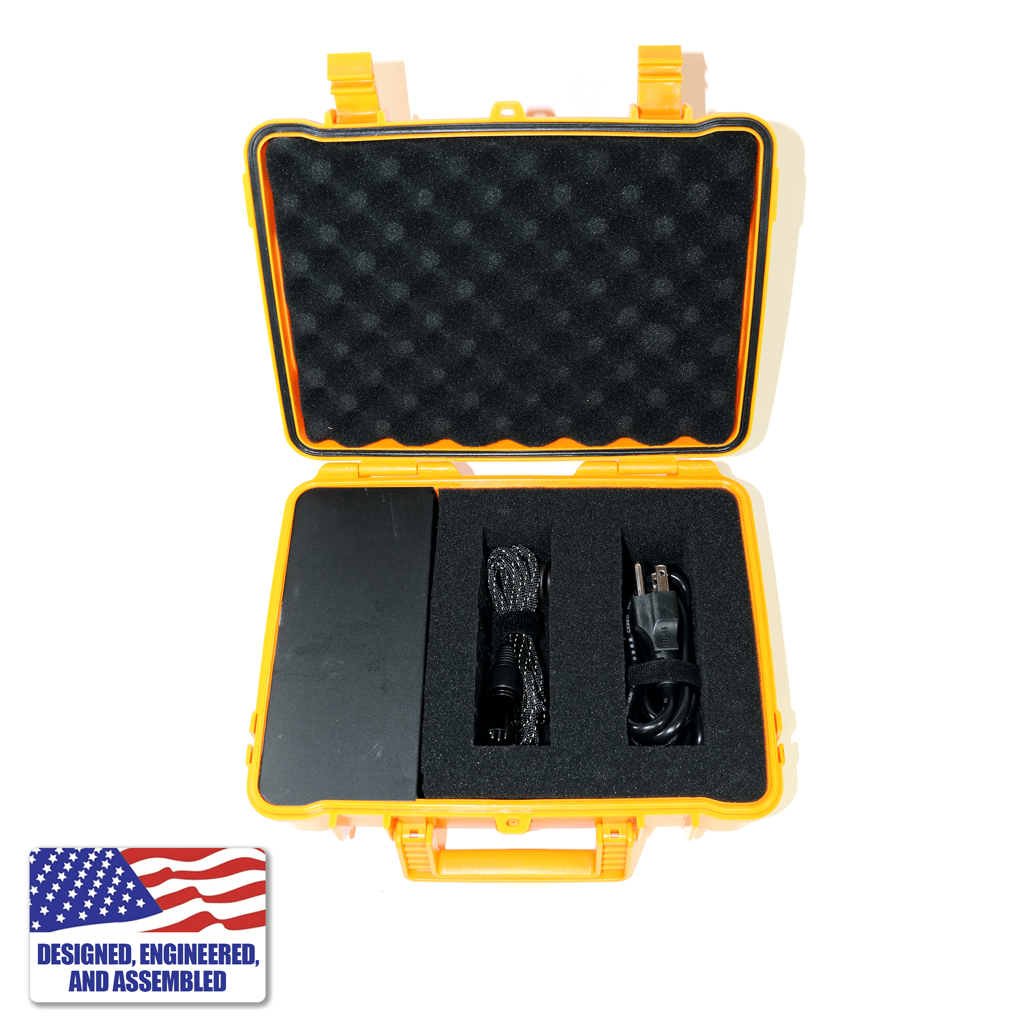 Portable Enail Case in Orange - To Open View with Heater Coil and Power Cable