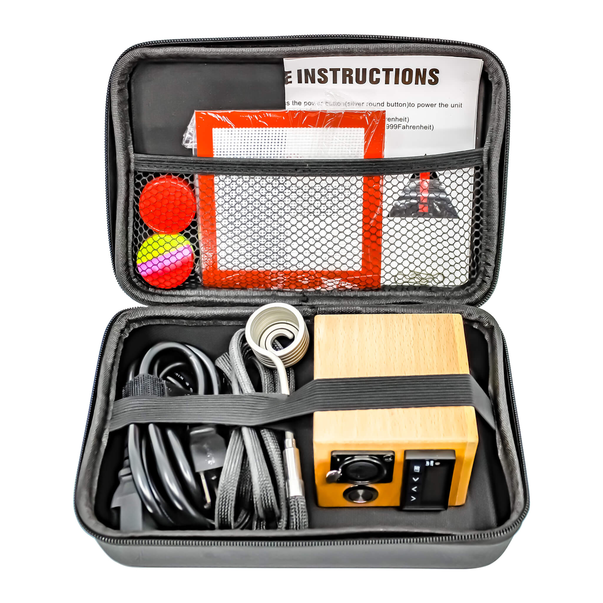 Reborn 20mm E-Banger Deluxe Enail Kit | Wood Grain Kit In Case View | the dabbing specialists