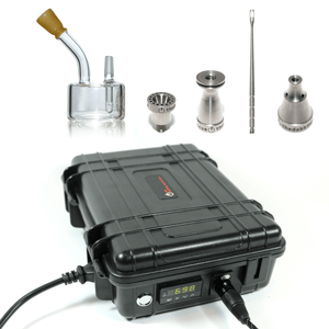 Black Portable Case Enail Dabbing Kit with Titanium Set and Mini Hockey Puck Pipe - Black View
