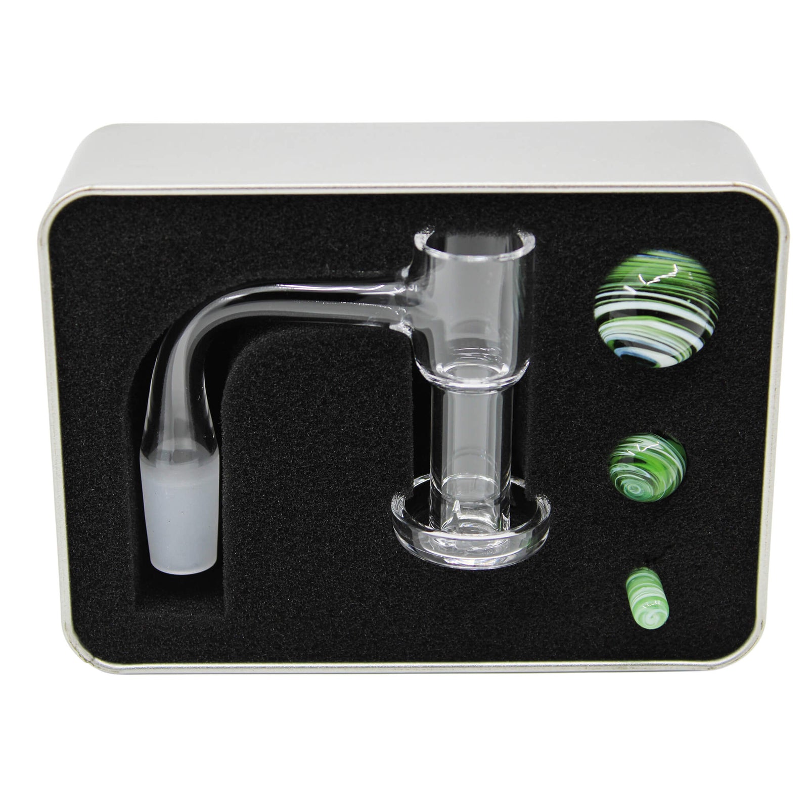 Full Weld Tall VacTube Terp Slurper Tin Set | Green Set View In Open Tin | the dabbing specialists