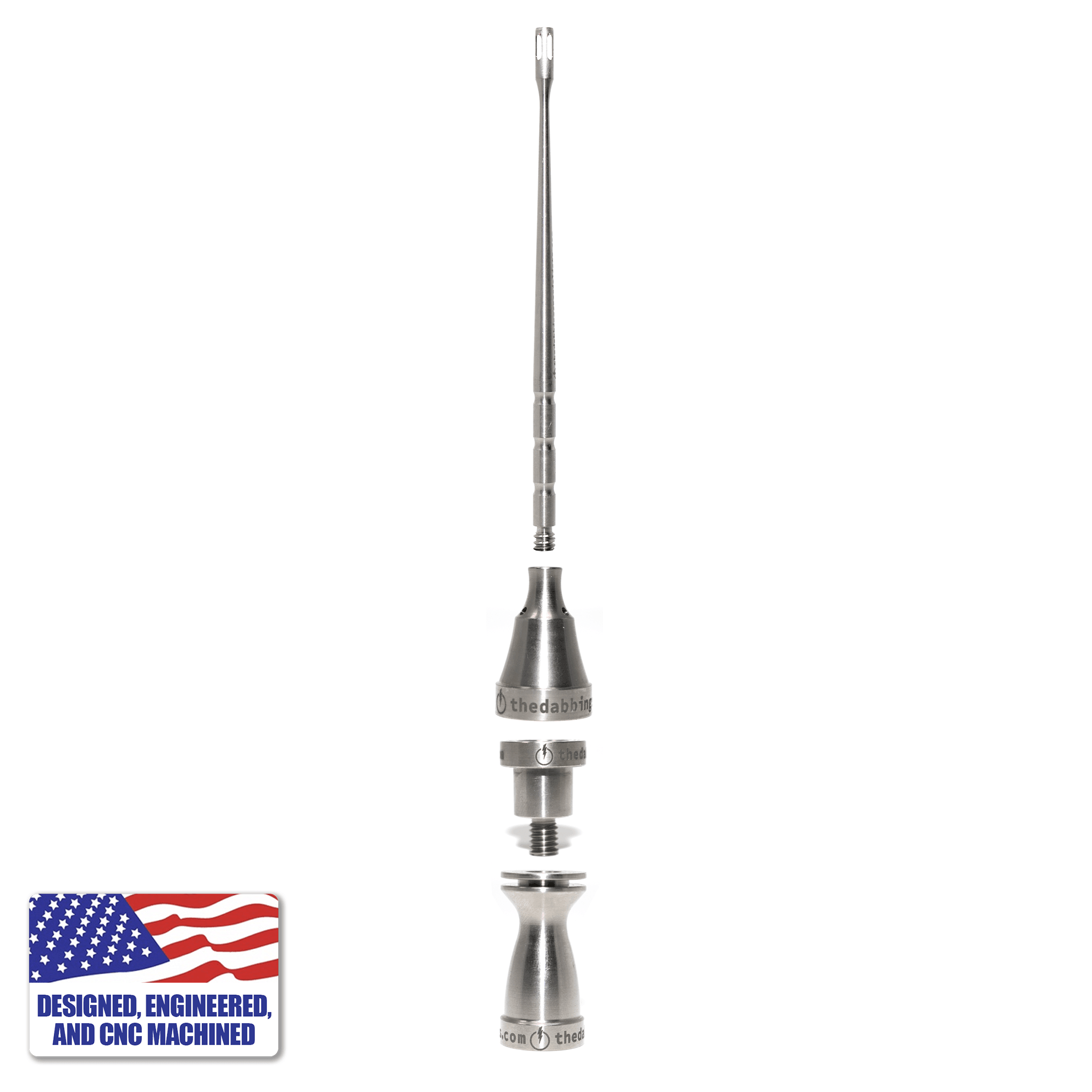 Complete Titanium Dabbing Hardware Dab Kit - Female, 14/10mm, Claw Shovel | Full Stacked View | TDS