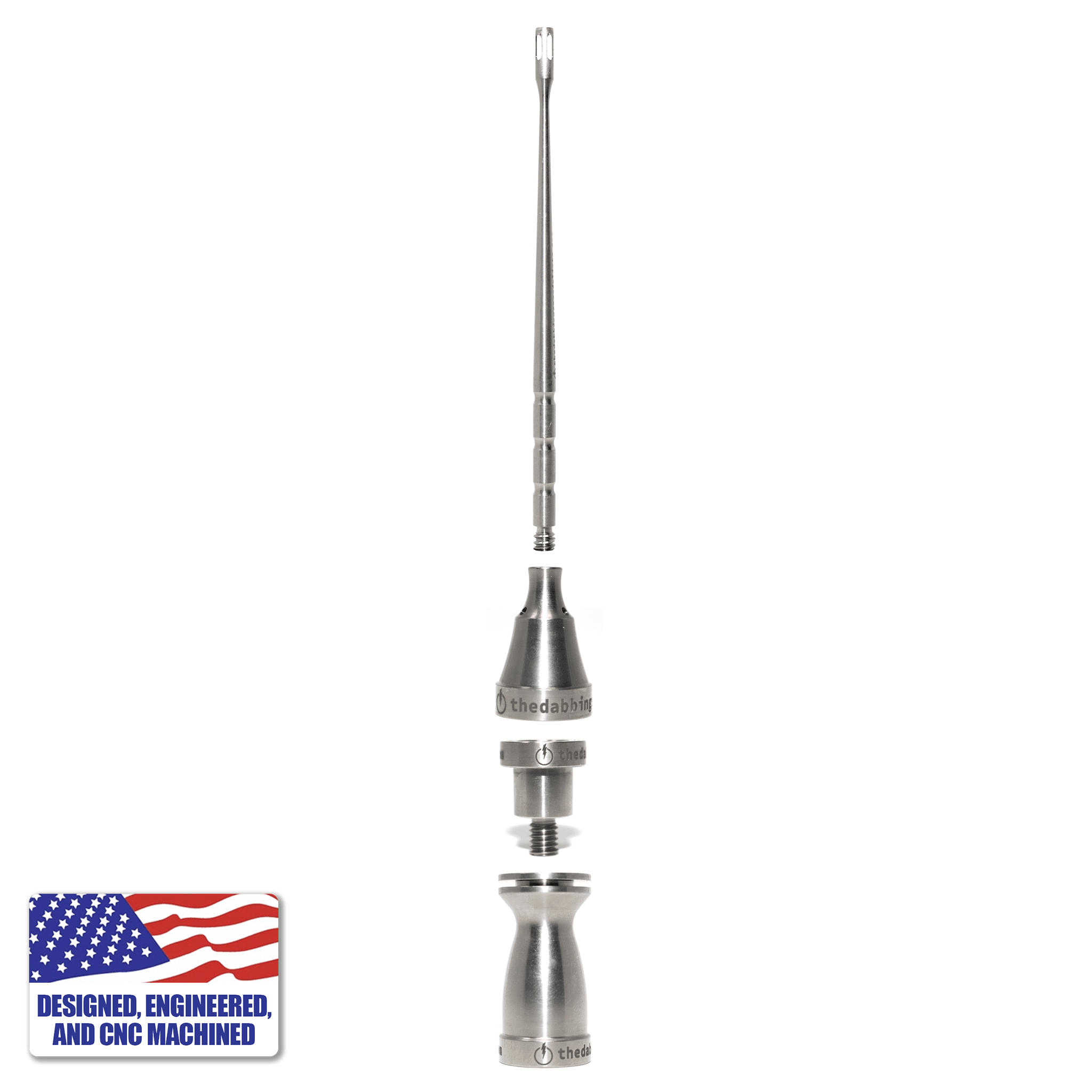 Complete Titanium Dabbing Hardware Dab Kit - Female, 18/14mm, Claw Shovel | Full Stack View | TDS