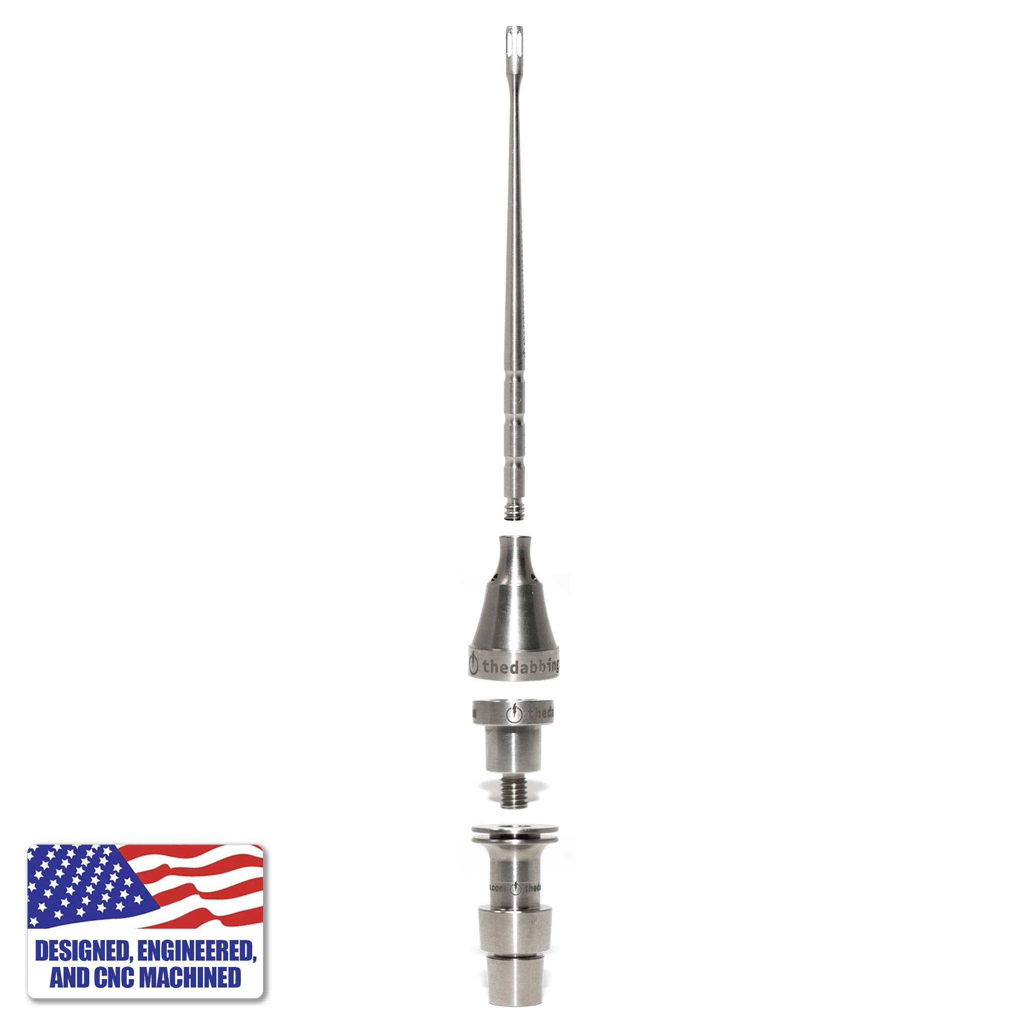 Complete Titanium Dabbing Hardware Dab Kit - Male, 18/14mm, Claw Shovel | Full Stack View | TDS