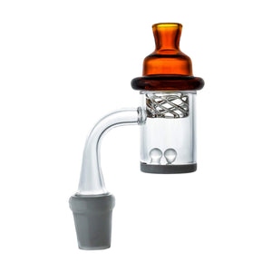 Cyclone Spinner Carb Cap | Amber On Banger With Terp Pearls View | the dabbing specialists