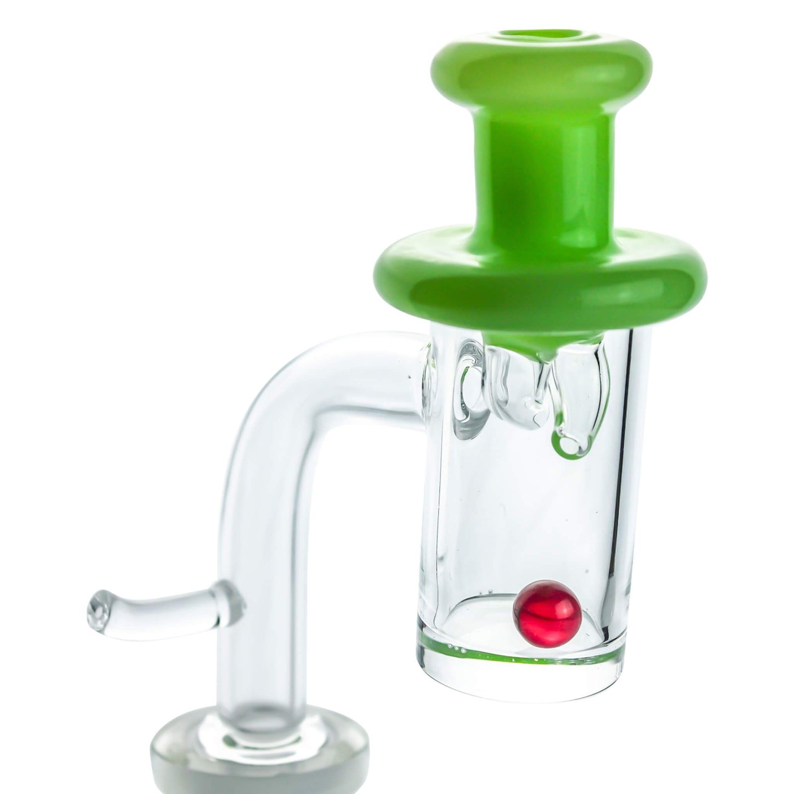 E-Banger for 20mm Coil, Dual Nozzle Cap, and 6mm Ruby Terp Pearl Combo Pack | Capped View | TDS