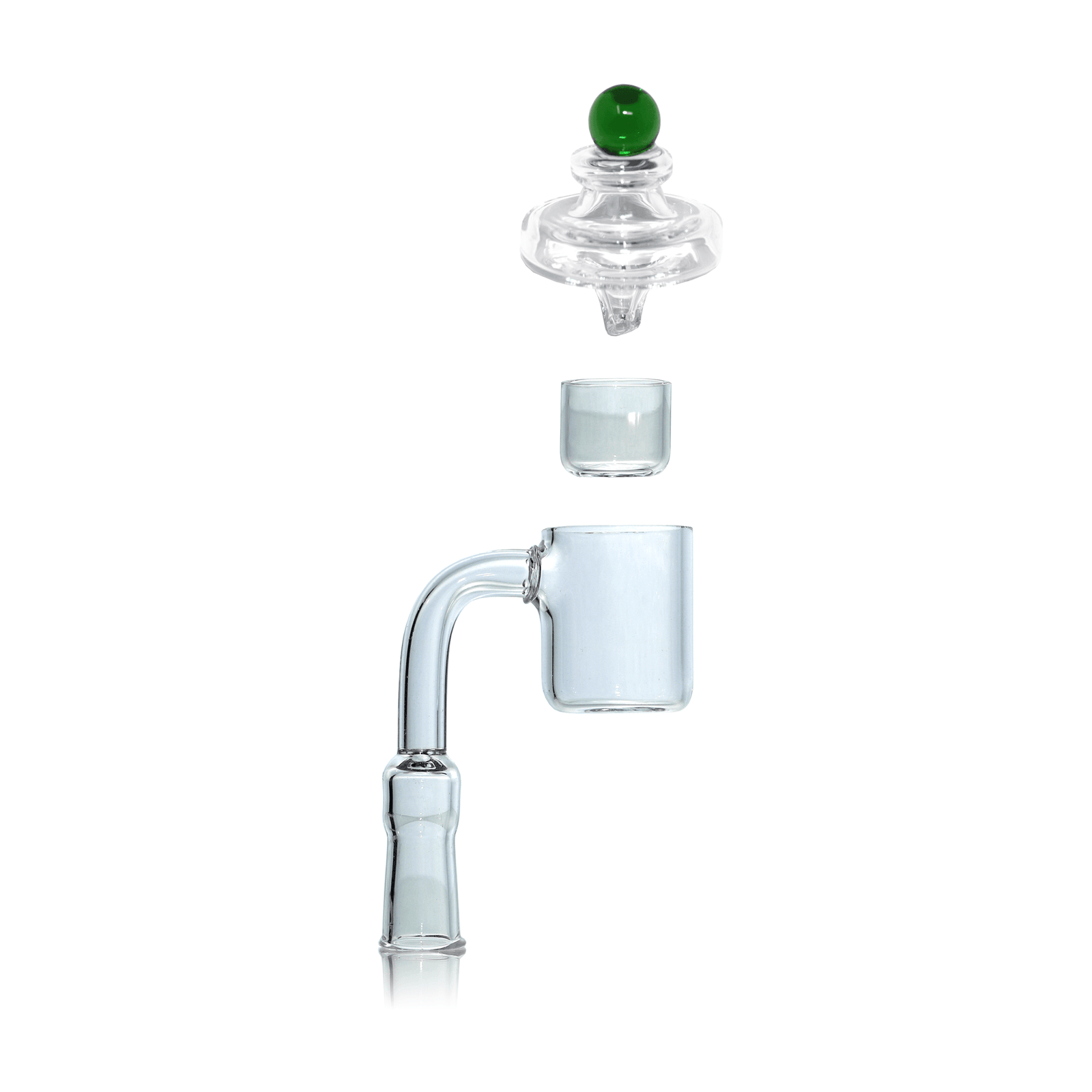 Flat Top Quartz Banger 10mm Female With Cup Insert and Saucer Cap | Full Banger Stack View | TDS