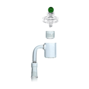 Flat Top Quartz Banger 10mm Female With Cup Insert and Saucer Cap | Full Banger Stack View | TDS