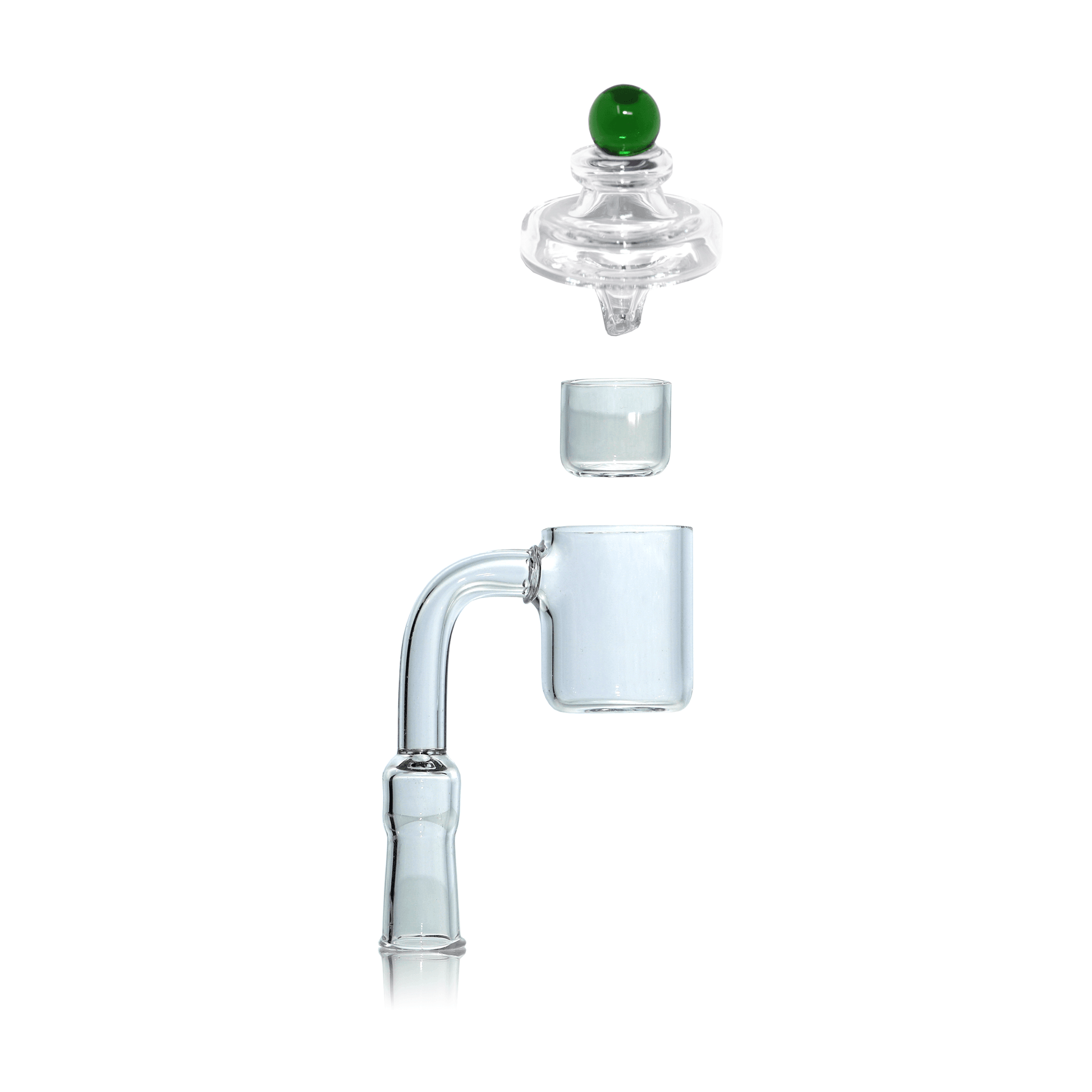Flat Top Quartz Banger 10mm Female With Cup Insert and Saucer Cap | Full Banger Stack View | TDS