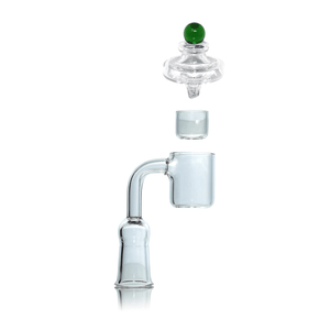 Flat Top Quartz Banger 14mm Female With Cup Insert and Saucer Cap | Full Banger Stack View | TDS