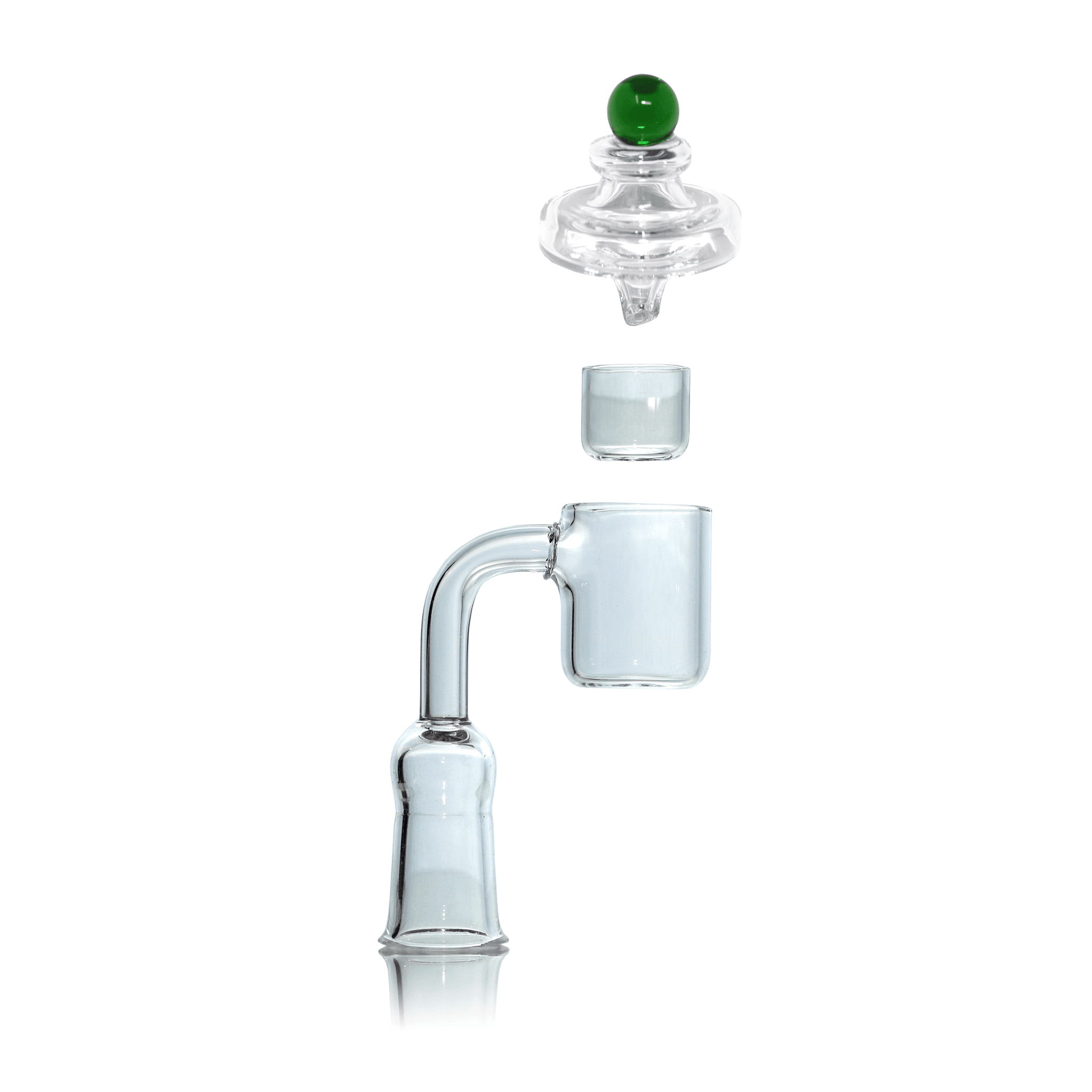 Flat Top Quartz Banger 14mm Female With Cup Insert and Saucer Cap | Full Banger Stack View | TDS