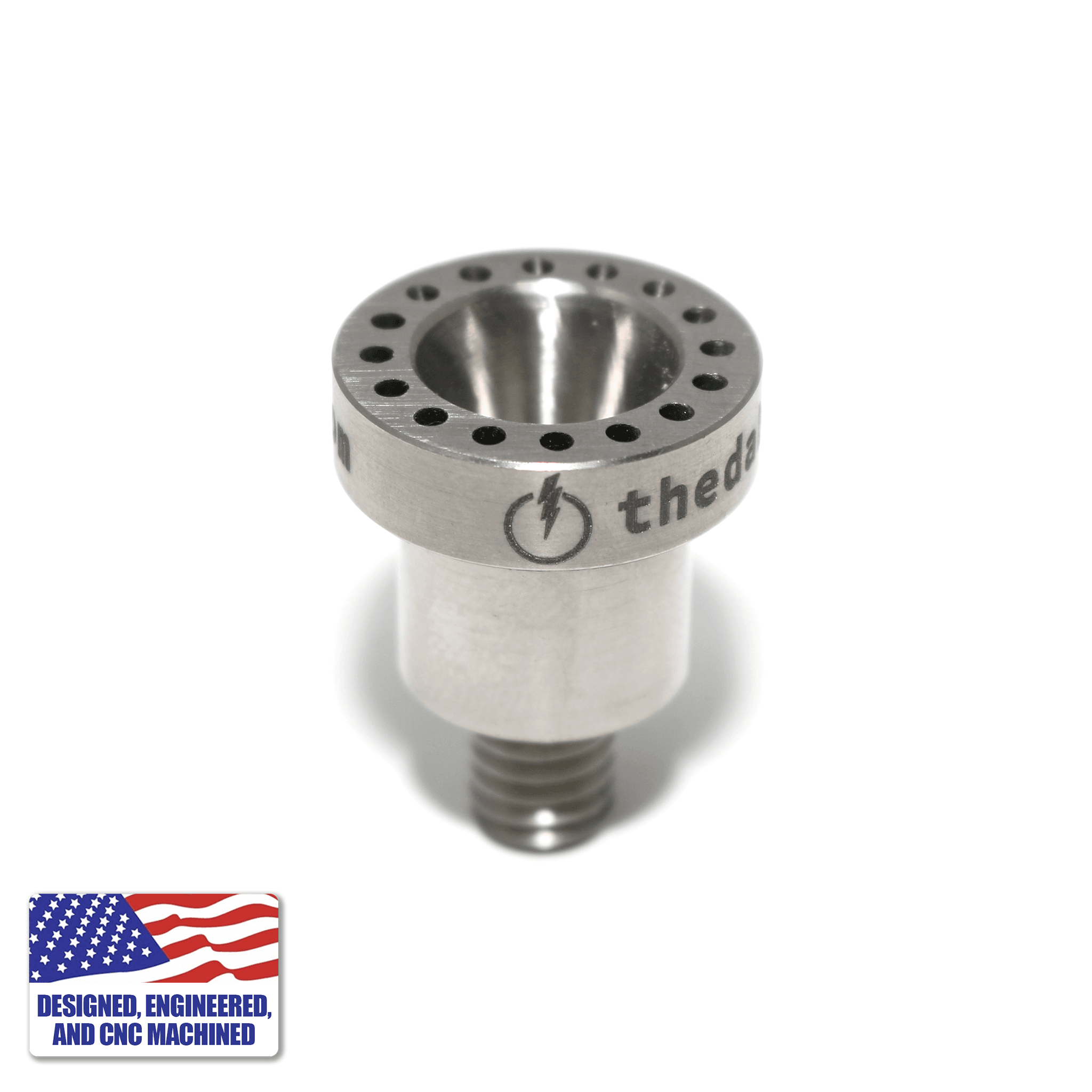 Glass Dab Rig | Mini Dual Bubbler with 16-Hole Titanium Nail | 16-Hole Nail View | TDS