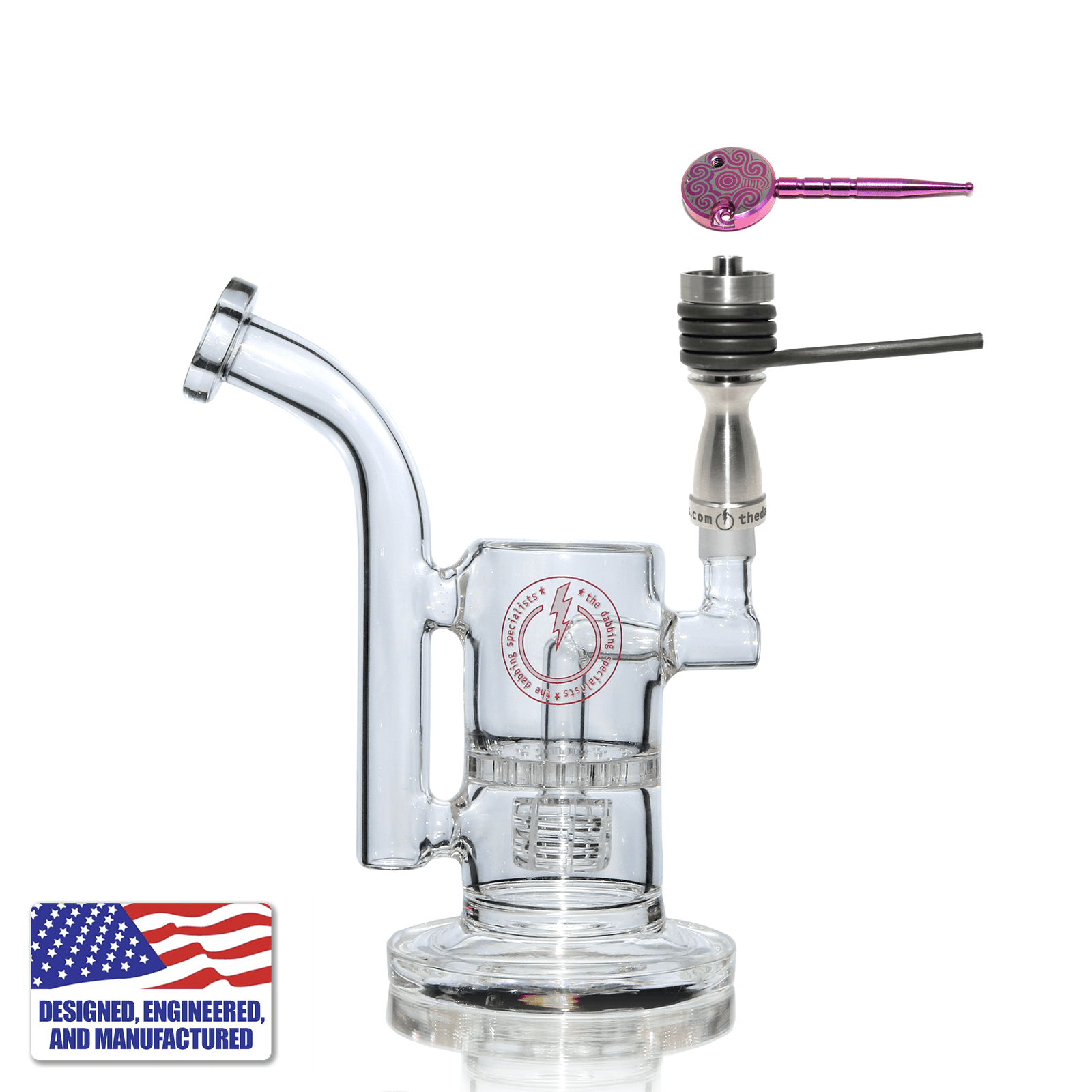 Glass Dab Rig | Portable Mini Dual Bubbler | 16mm Titanium Nail | In Use View | TDS