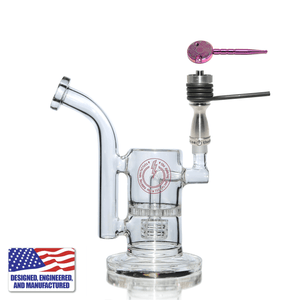 Glass Dab Rig | Portable Mini Dual Bubbler | 16mm Titanium Nail | In Use View | TDS