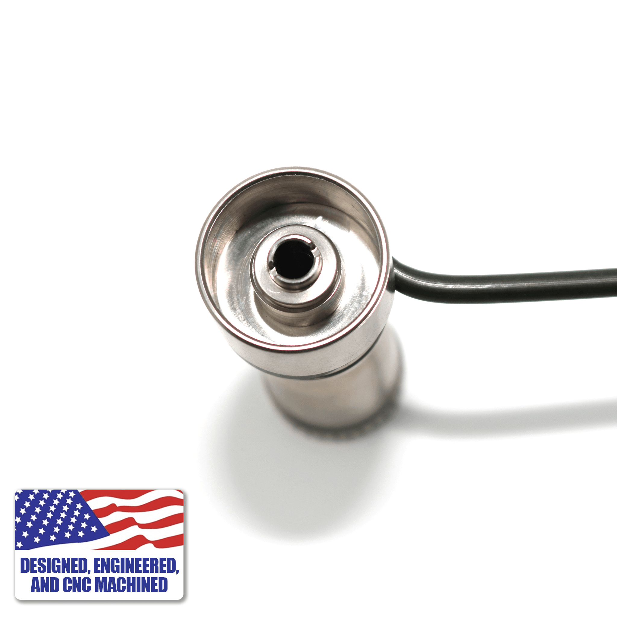 Glass Dab Rig | Mini Dual Bubbler with Hybrid Titanium Nail | Hybrid Nail Top View With Coil | TDS