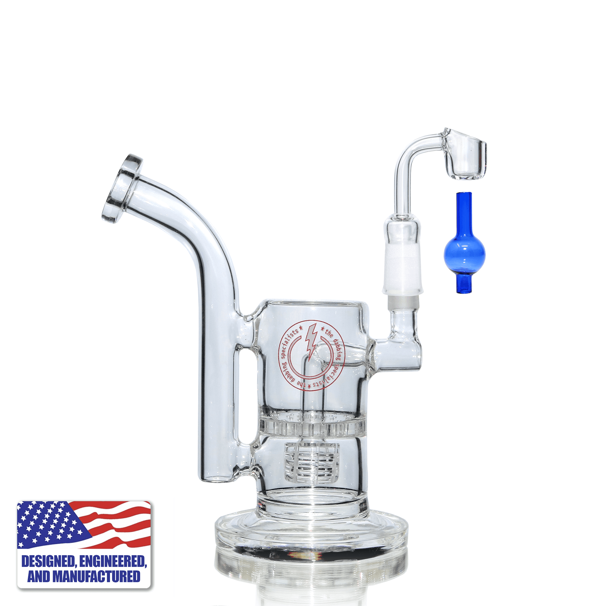 Glass Dab Rig | Mini Dual Bubbler with Quartz Banger | In Use View | TDS