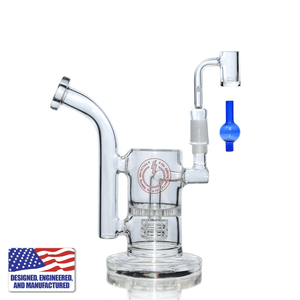 Glass Dab Rig | Mini Dual Bubbler with Quartz E-Banger | In Use View | TDS