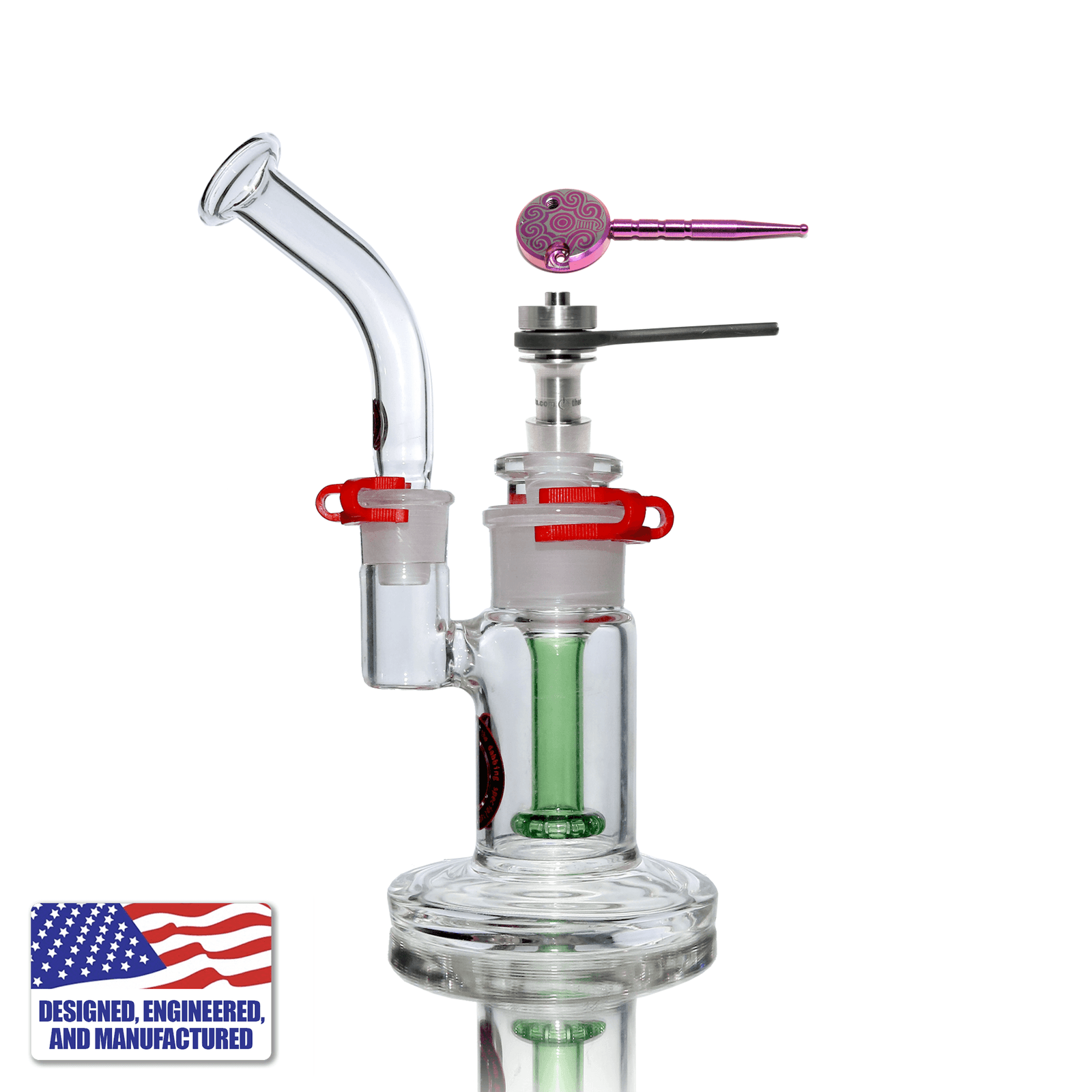 Portable Dabbing Kit | Showerhead Bubbler with Flat Coil Nail | In Use View | TDS