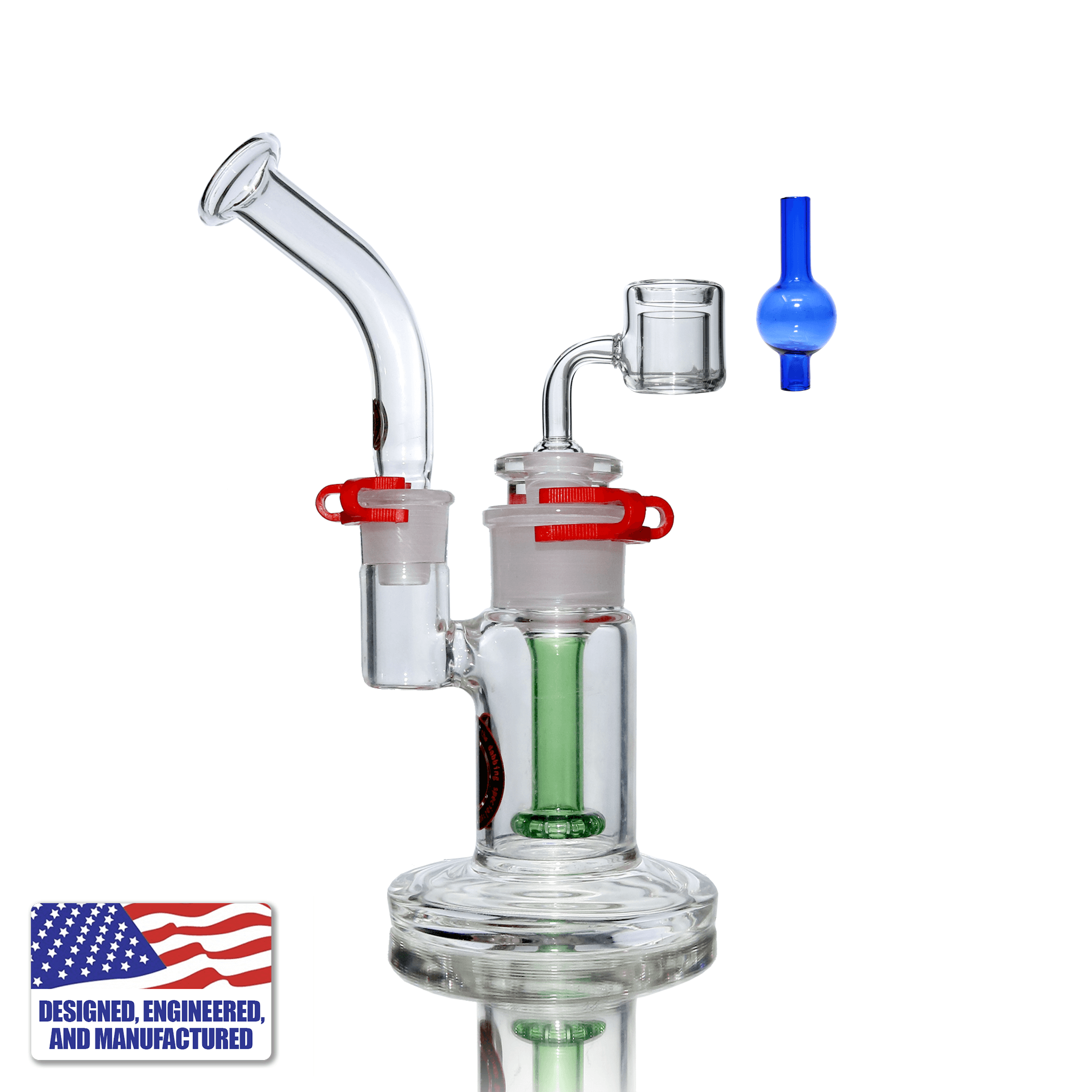 Glass and Nail Rig - Portable Kit Bubbler with Quartz Double Wall Banger | In Use View | TDS