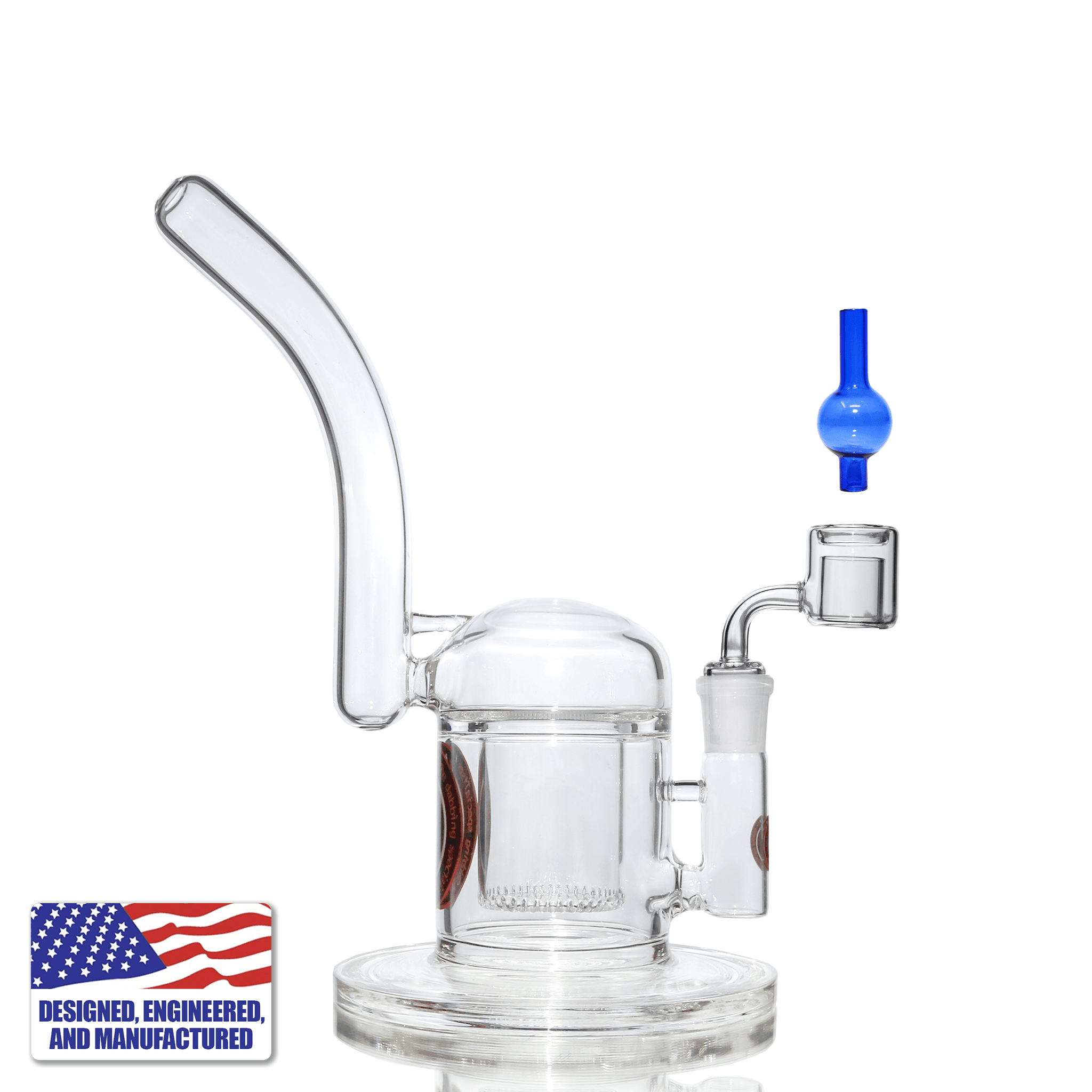 Dab Rig Kit | Showerhead Bubbler and Quartz Double Wall Banger | In Use View | TDS