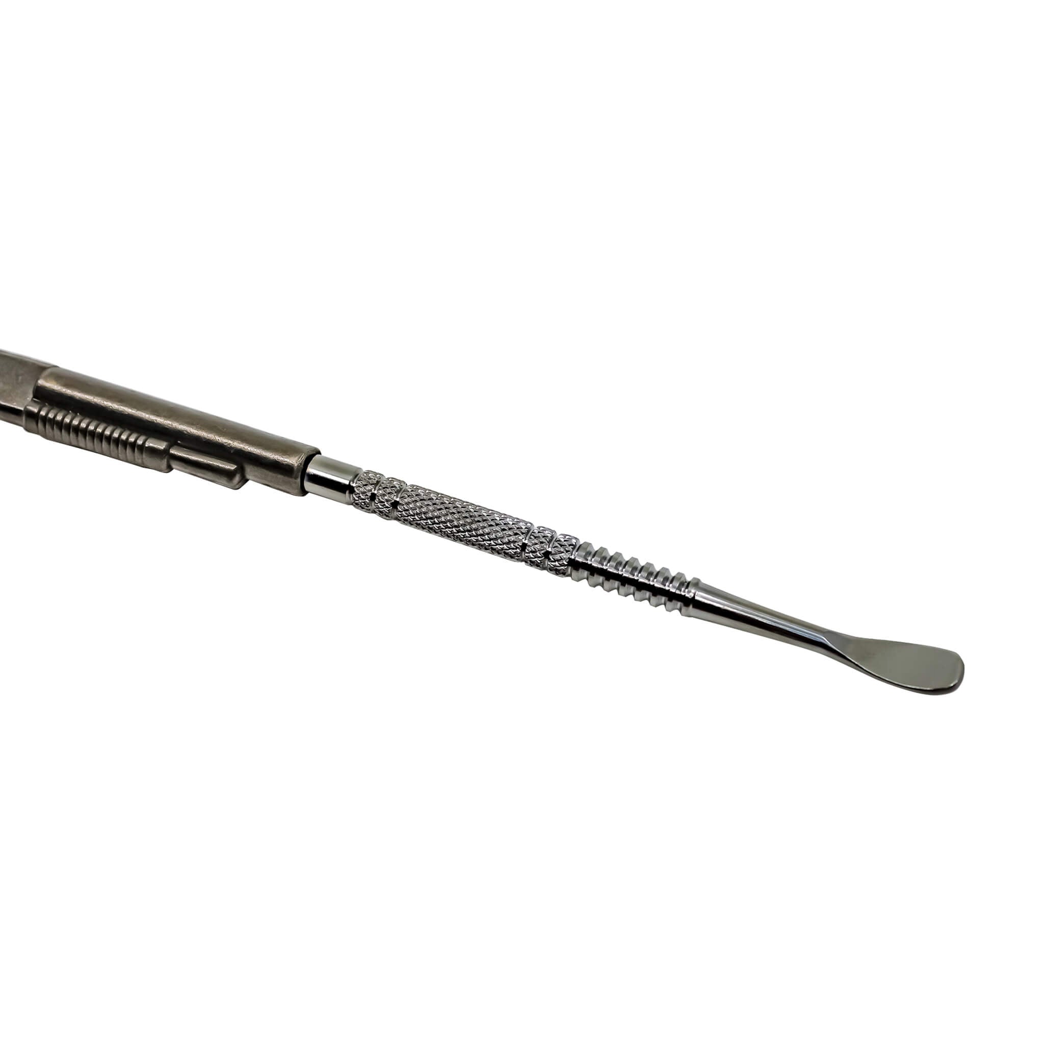 Munitions Stainless Steel Dab Tool | Dab Tool Angled Horizontal View | the dabbing specialists