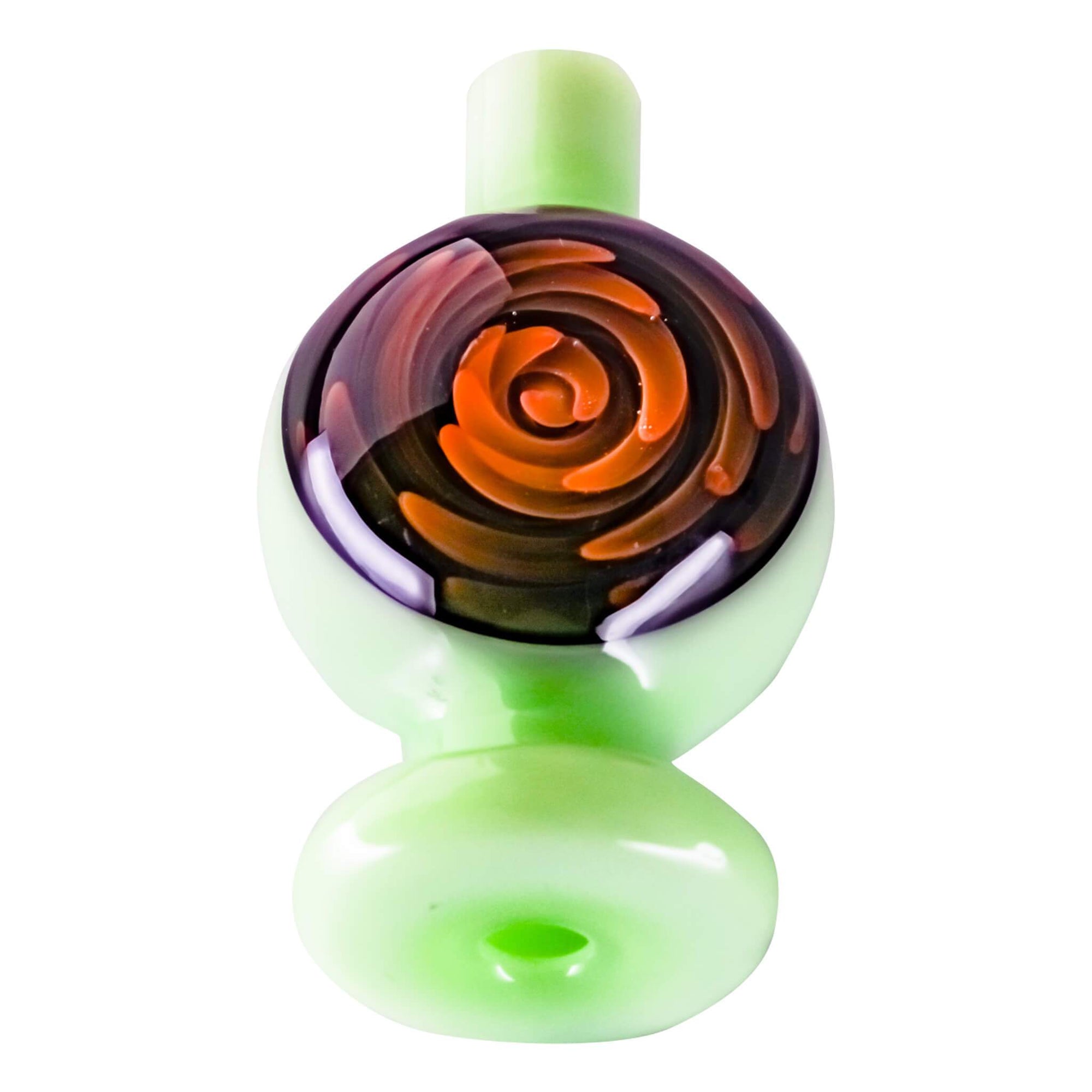 Origin Spiral Inlay Bubble Cap | Light Green Prone View | the dabbing specialists