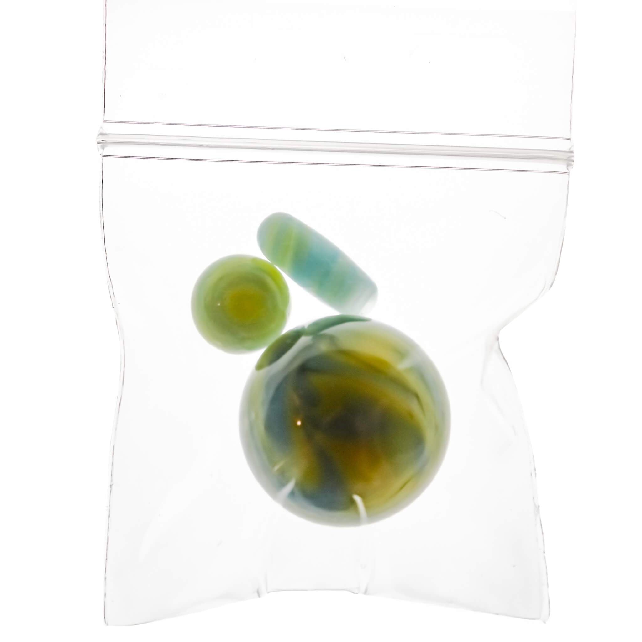 Terp Slurper Marble Set | Green & Yellow Slurper Set View | the dabbing specialists