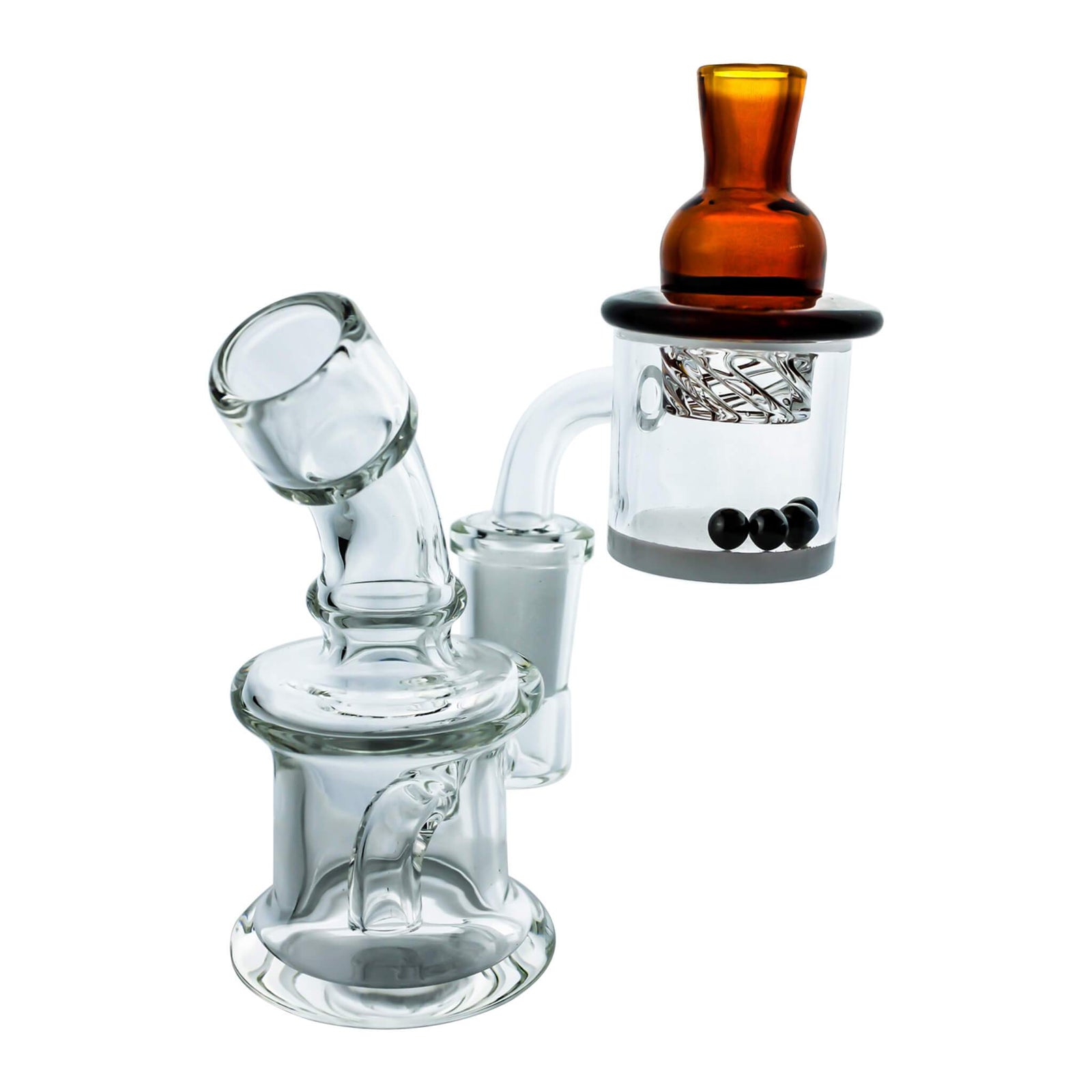 Tiny Hand Dab Rig Complete Kit #6 | Pink Carb Cap Ruby Pearls View | the dabbing specialists