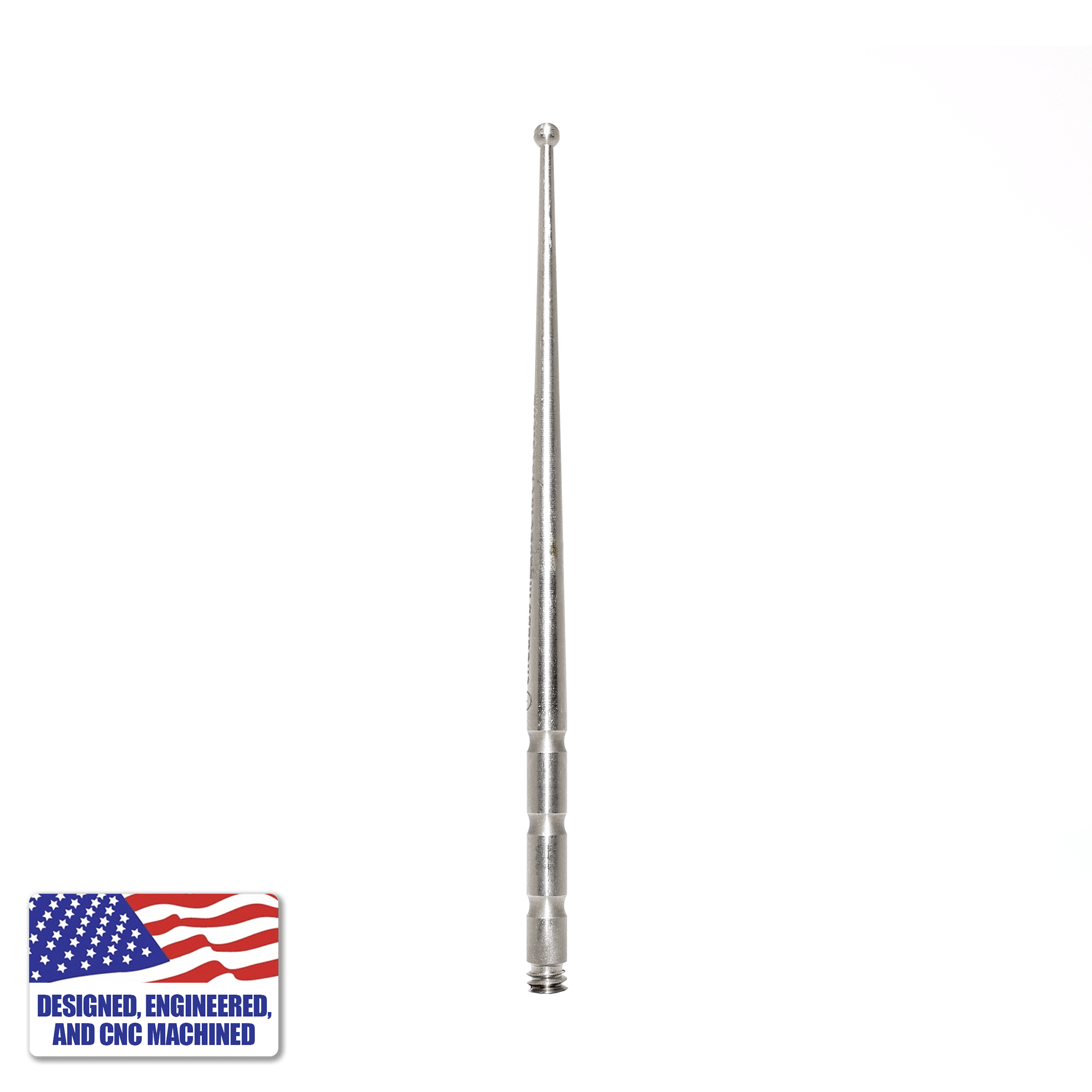 Titanium Dab Stick - Scoop Ball | Silver Titanium Scoop Ball Vertical View | the dabbing specialists