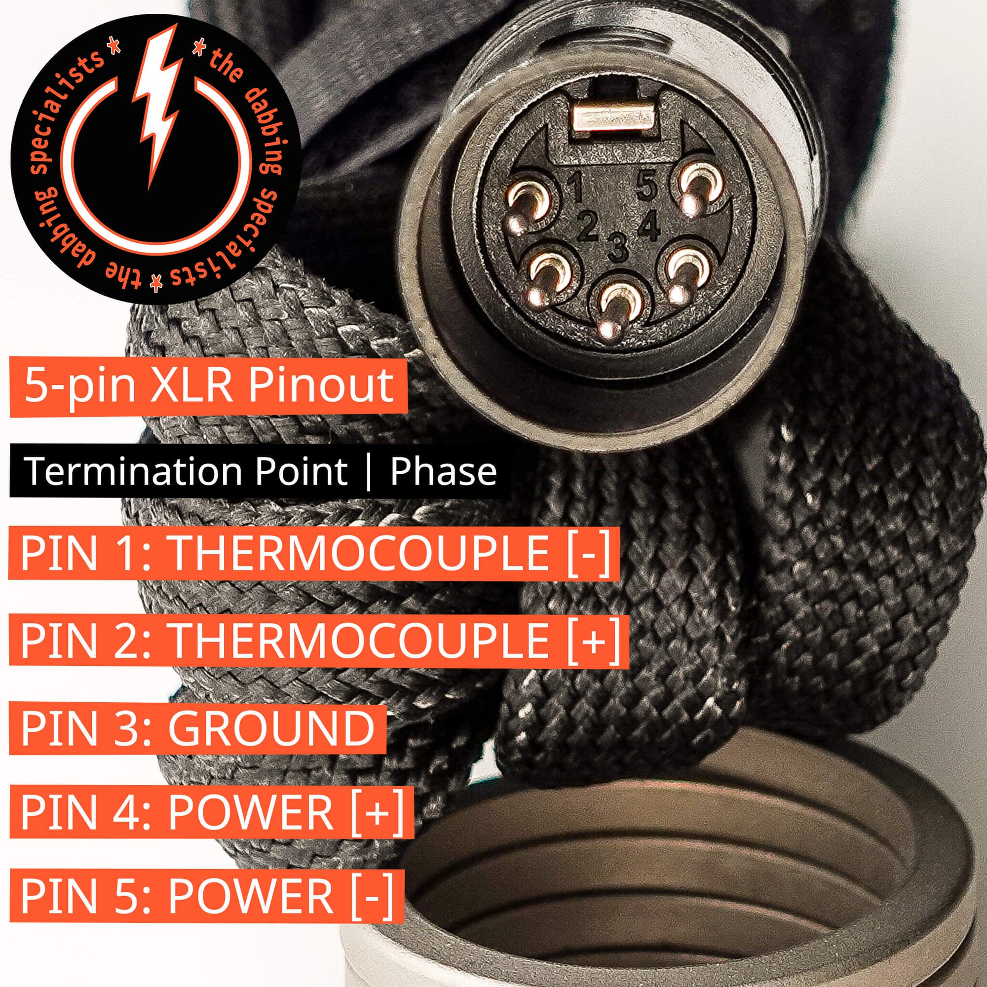 25mm Coil Heater | 5-pin XLR Pinout Diagram Standard | the dabbing specialists