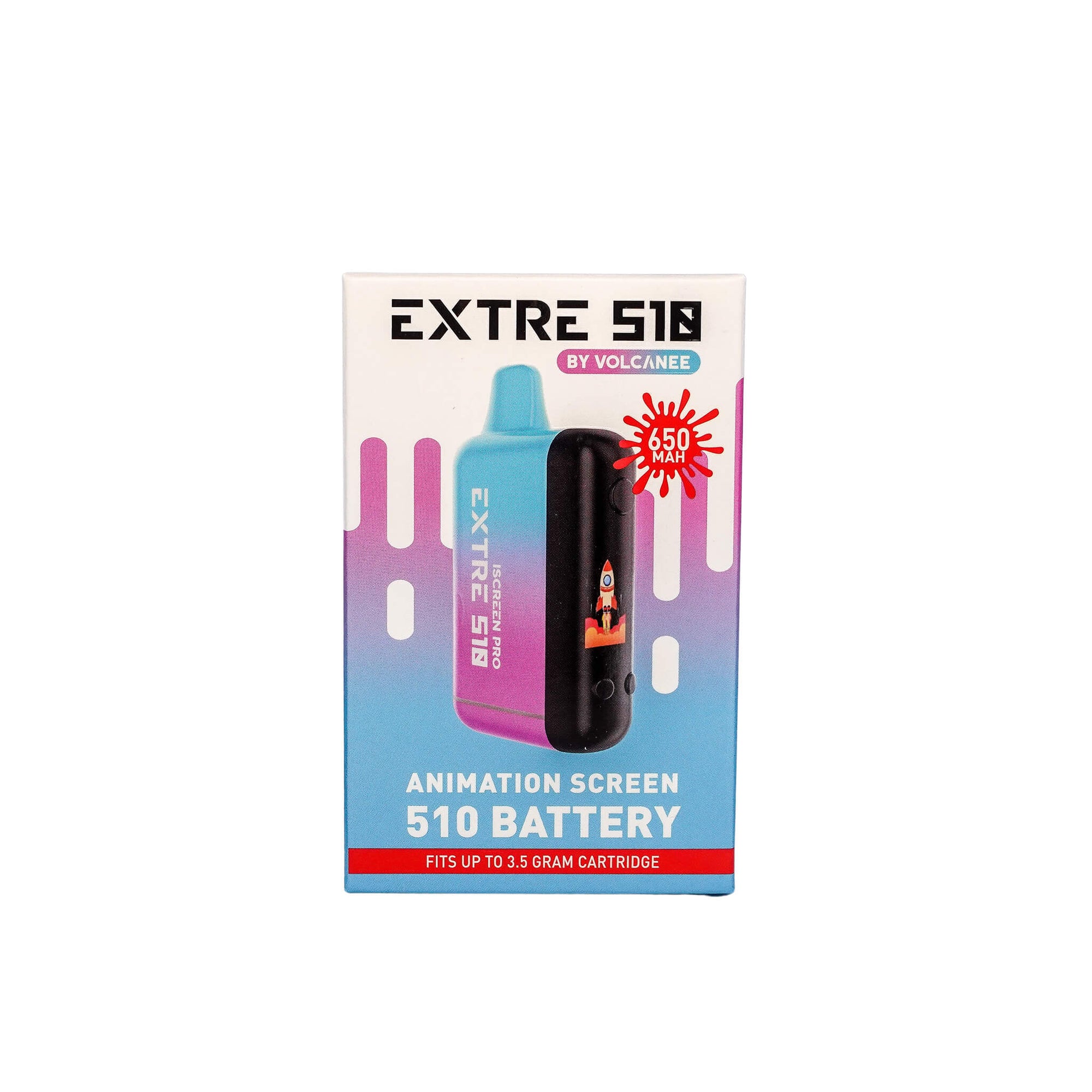 Extre 510 Vape Cartridge Battery | Blue-PInk Color Box Profile View | TDS