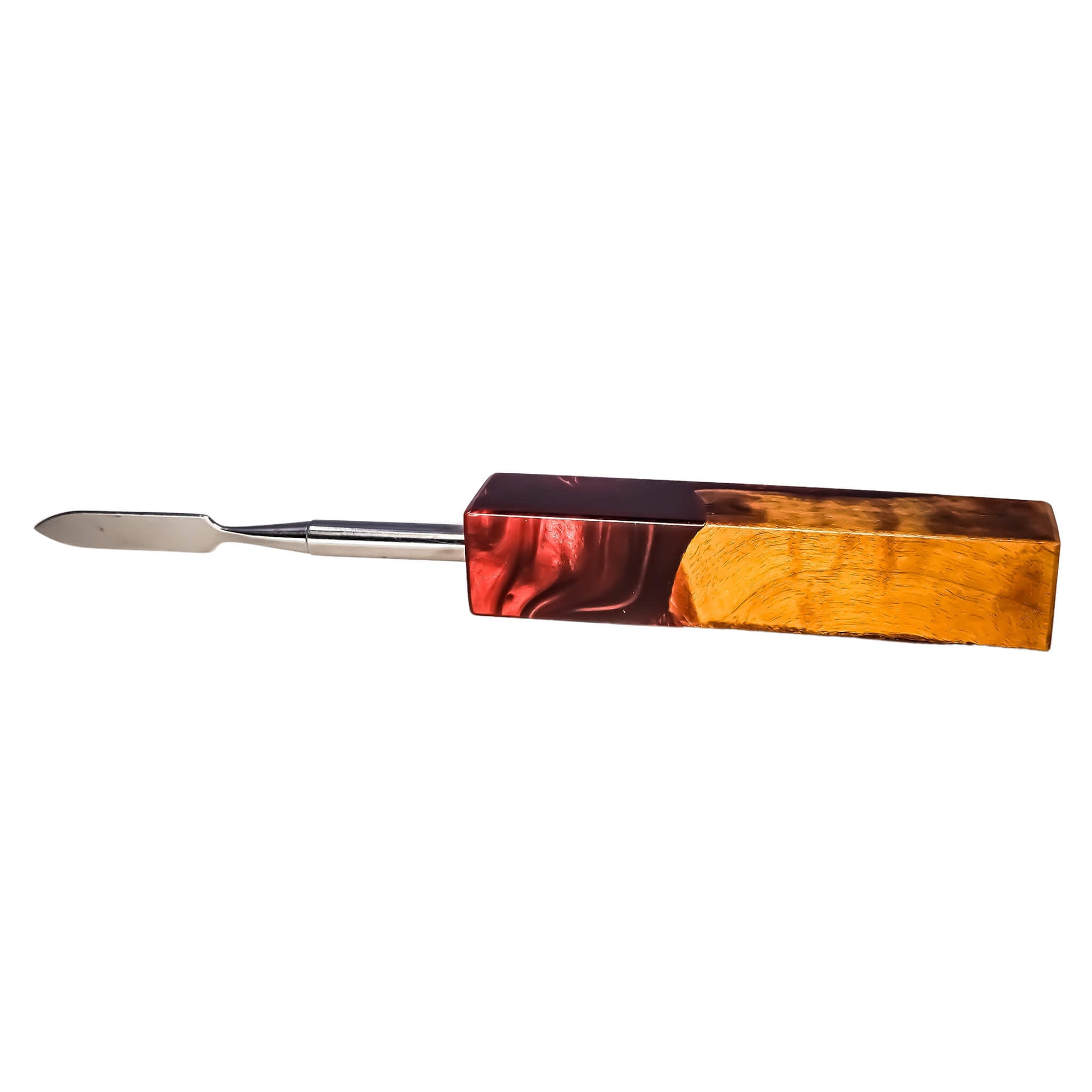 Pointed Blade Titanium Dabber Tool | Amber Handle Color View | the dabbing specialists