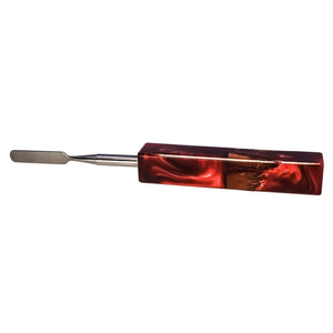 Rounded Blade Titanium Dabber Tool | Amber & Wood Profile View | the dabbing specialists