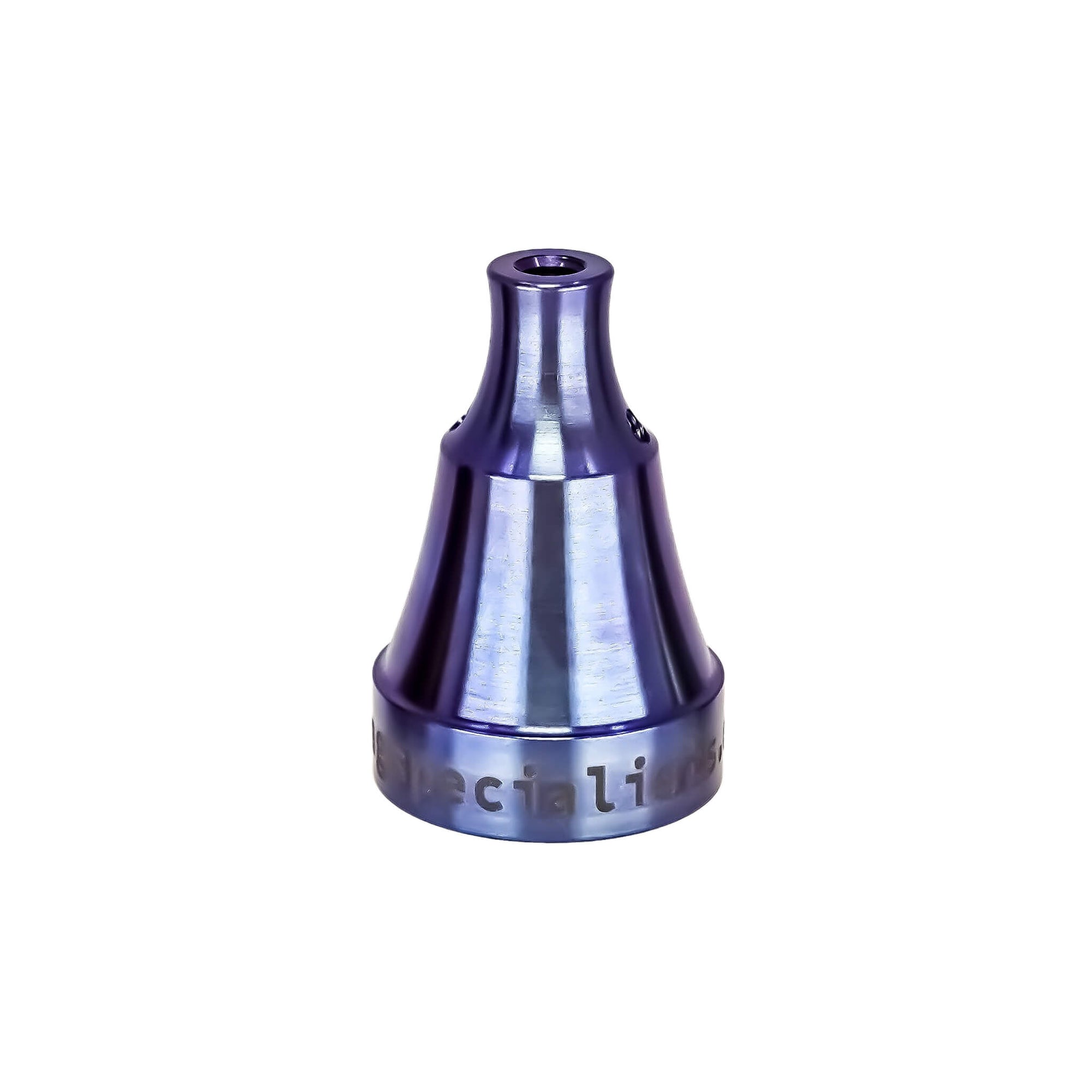 Titanium Carb Cap | Universal 2-Hole | High Velocity | Anodized Purple-Blue Profile View | TDS