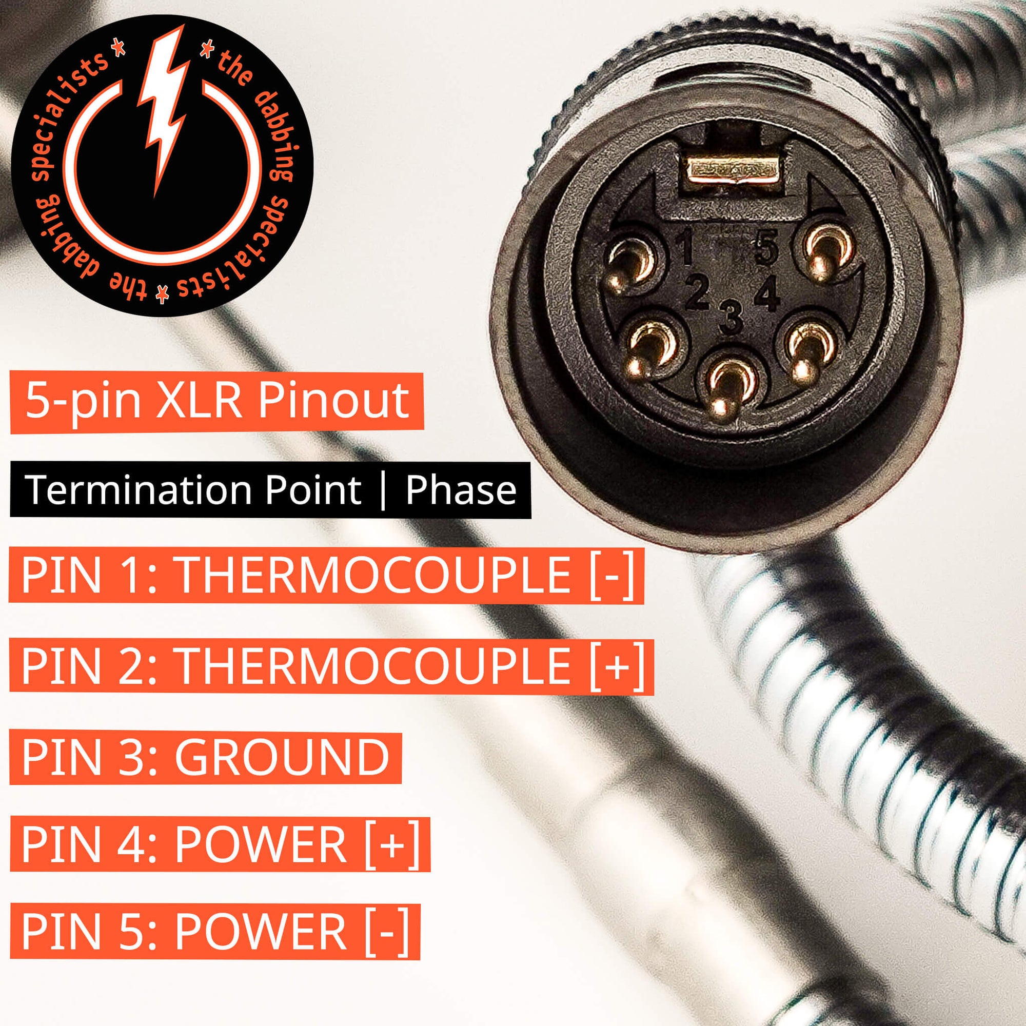 25mm Articulated Coil Heater | 5-pin XLR Pinout Diagram Standard | the dabbing specialists