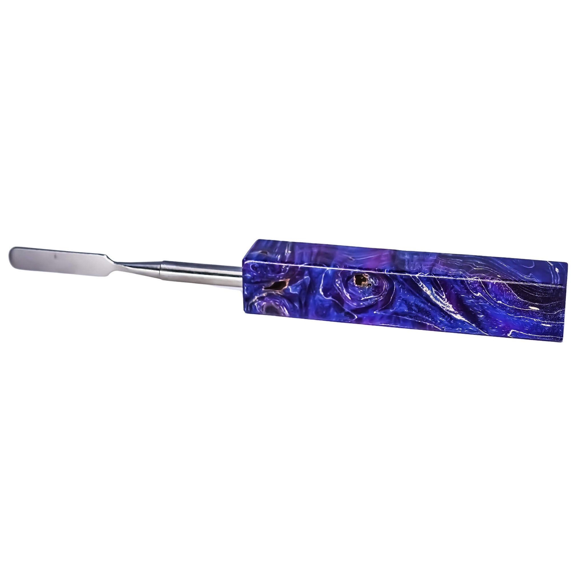 Rounded Blade Titanium Dabber Tool | Blue & Purple Profile View | the dabbing specialists