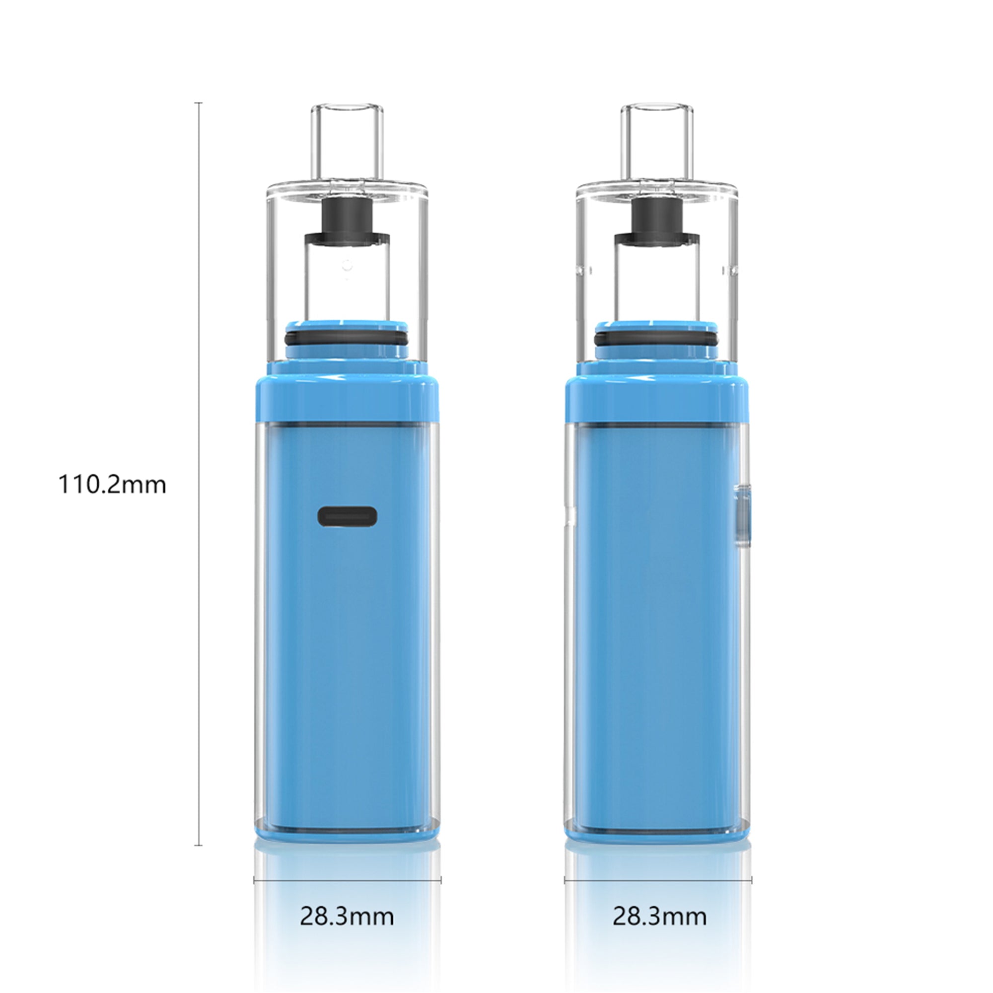 Zylo Portable Concentrate E-Rig Kit | Blue Profile Dimension Image | TDS