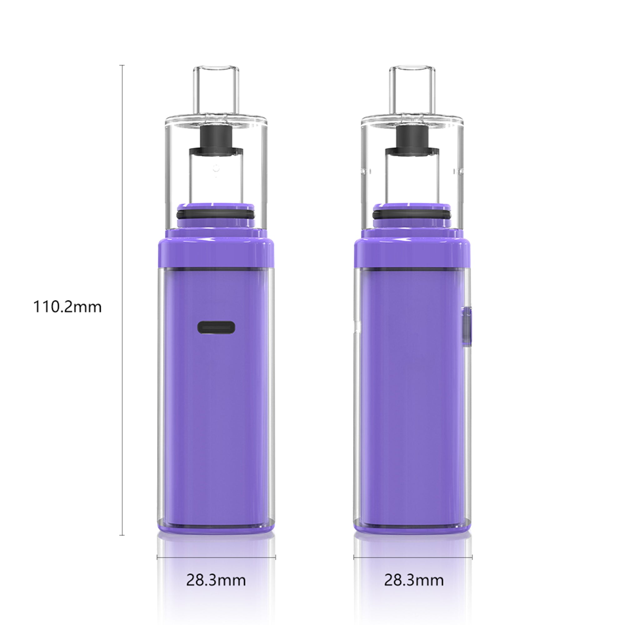Zylo Portable Concentrate E-Rig Kit | Purple Profile Dimension Image | TDS