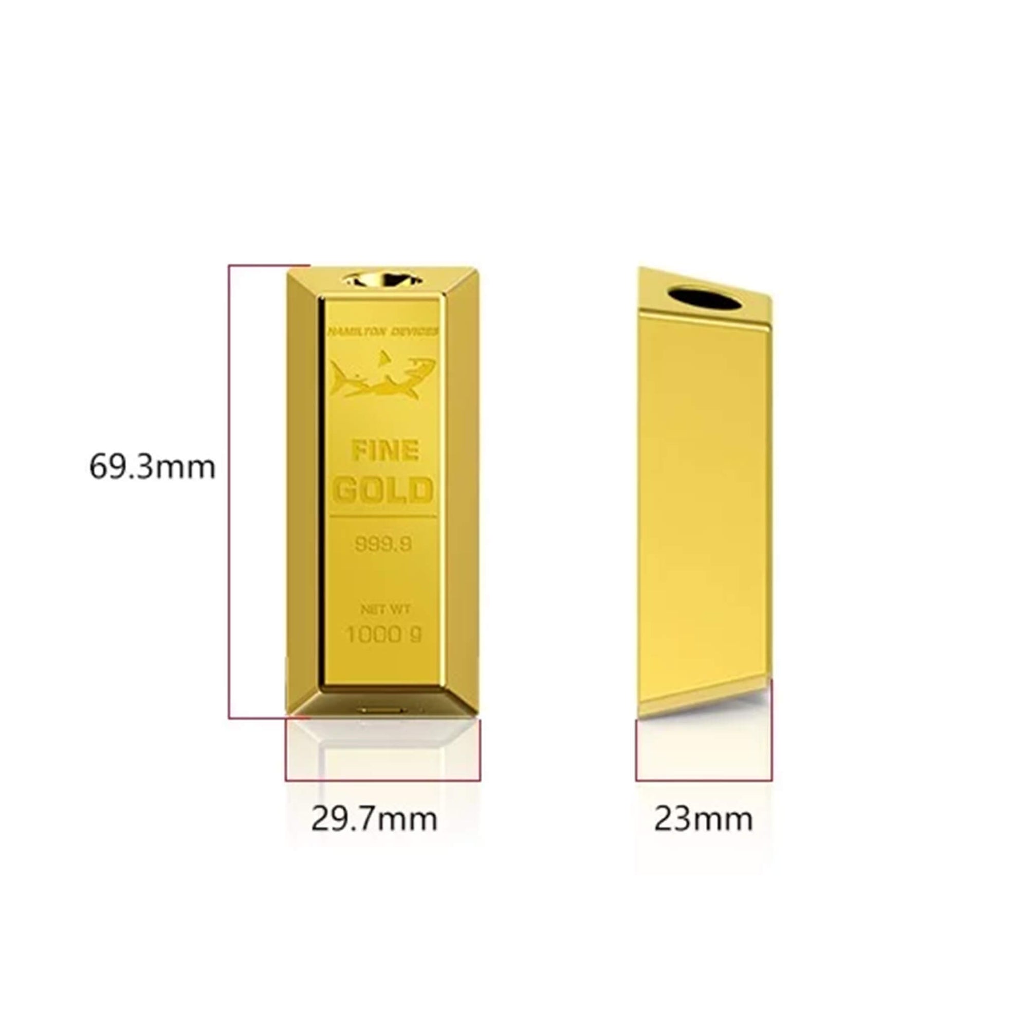 Gold Bar 510 Battery | Profile Dimension Image | the dabbing specialists
