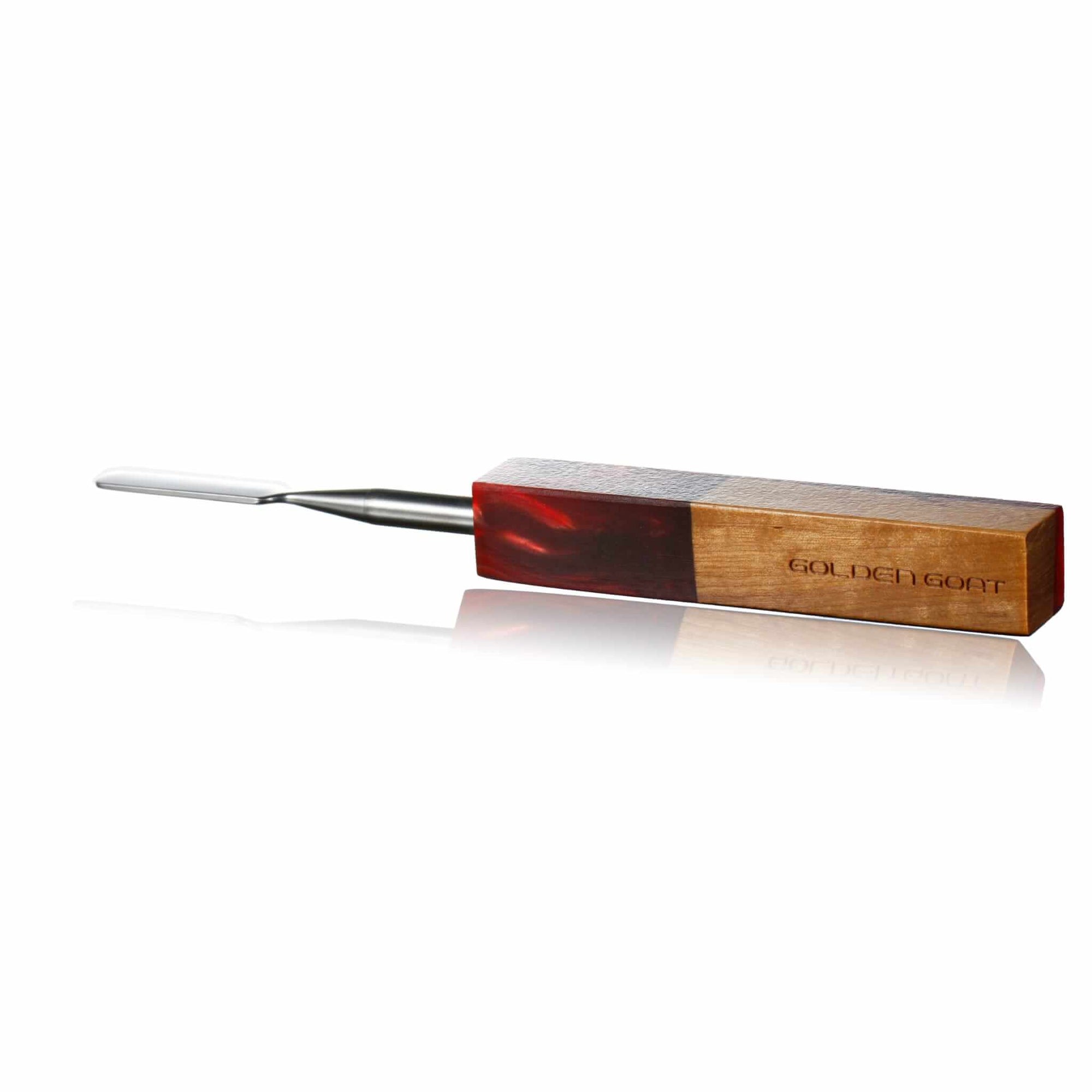 Rounded Blade Titanium Dabber Tool | Amber Handle View | the dabbing specialists