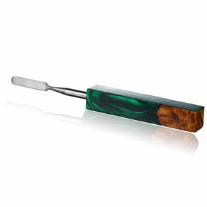 Rounded Blade Titanium Dabber Tool | Emerald Handle View | the dabbing specialists