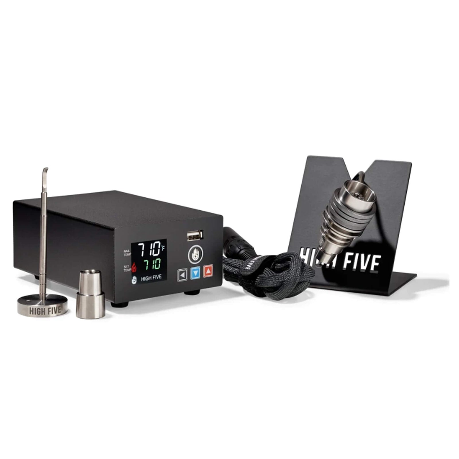 High Five Vape LCD E-Nail Titanium Nail Kit | Complete Enail Kit Profile View | TDS