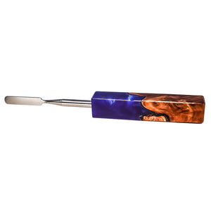 Rounded Blade Titanium Dabber Tool | Midnight Blue & Wood Profile View | the dabbing specialists
